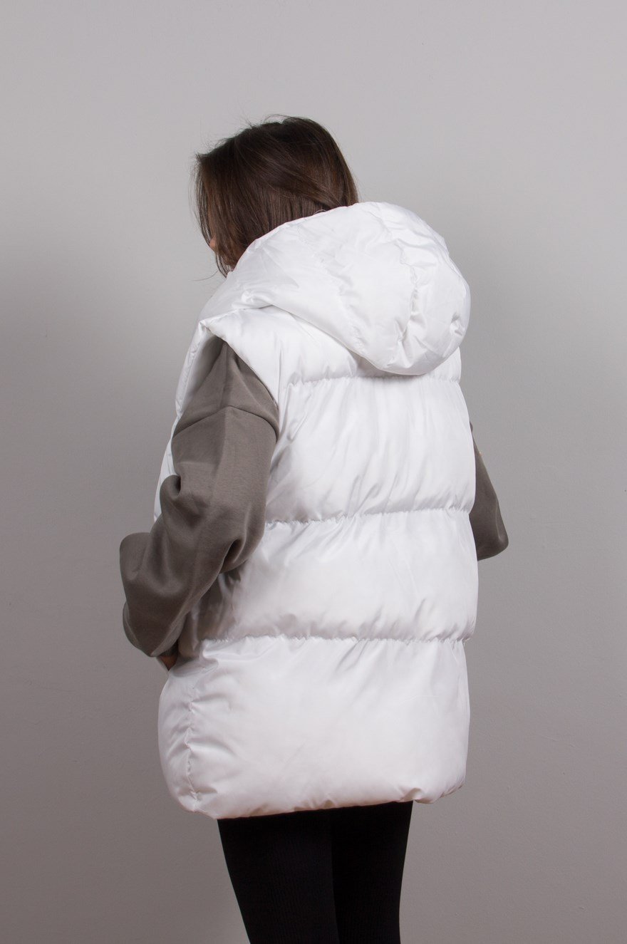 Oversize Şişme Yelek - Beyaz - Dominatrend