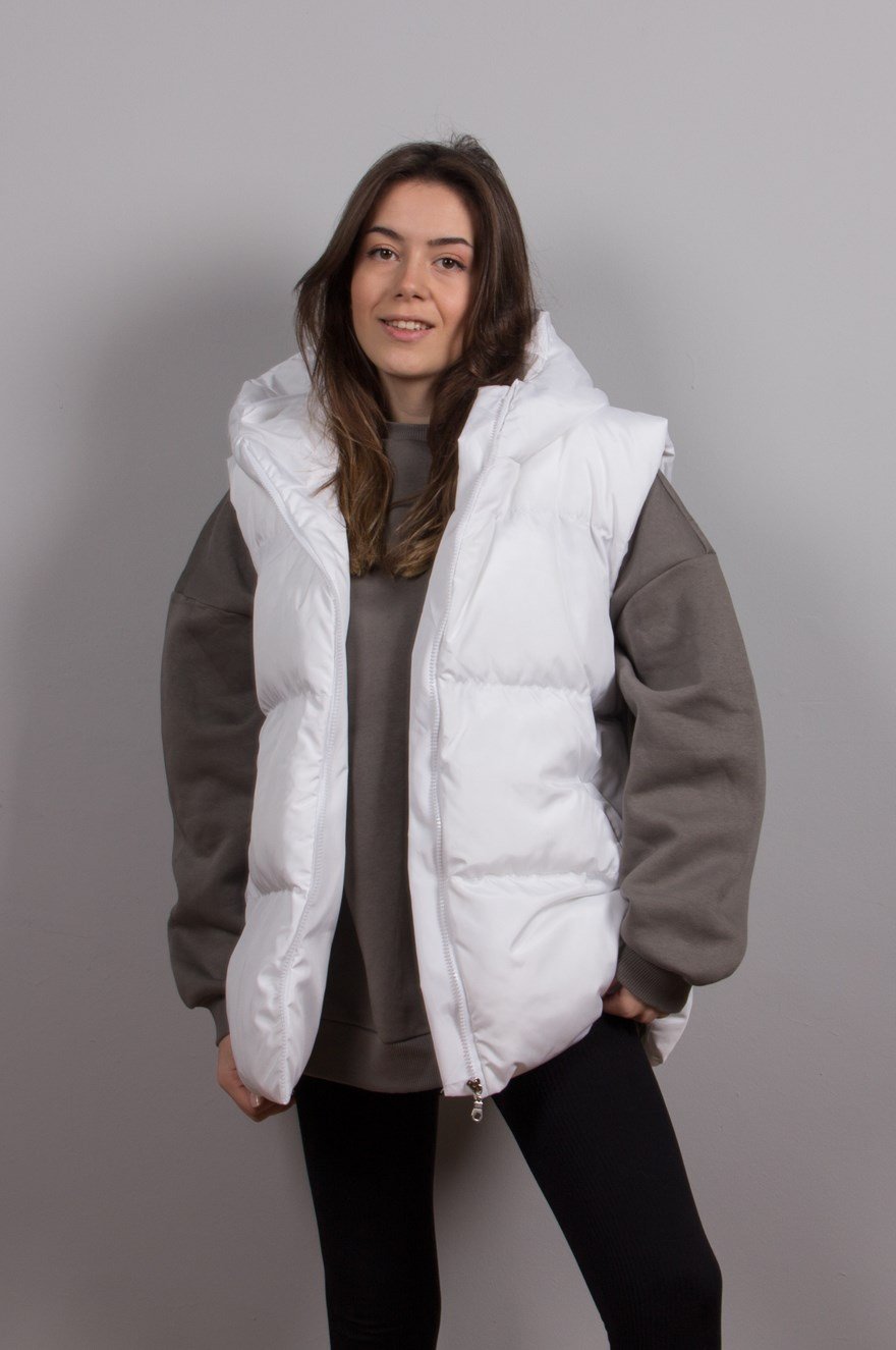 Oversize Şişme Yelek - Beyaz - Dominatrend