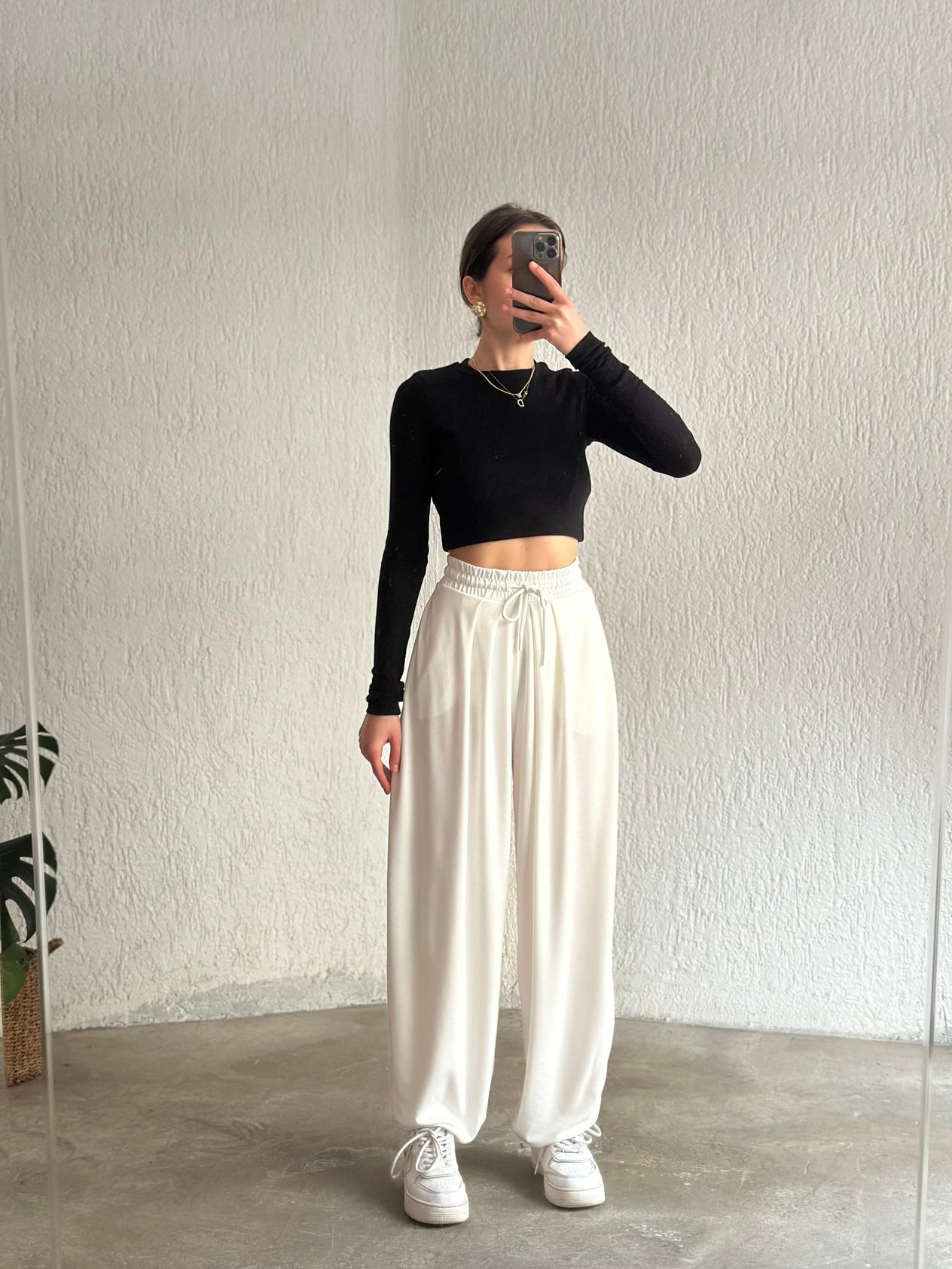 Oysho Modal Karışımlı Dökümlü Şalvar Pantolon - Beyaz - Dominatrend