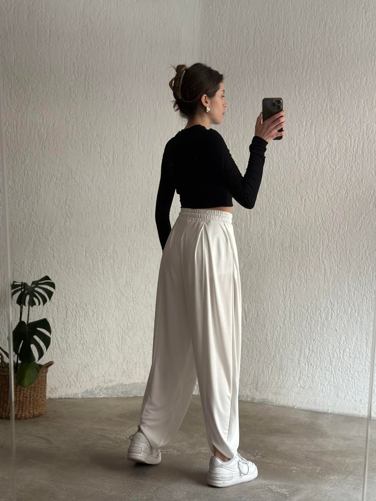 Oysho Modal Karışımlı Dökümlü Şalvar Pantolon - Beyaz - Dominatrend