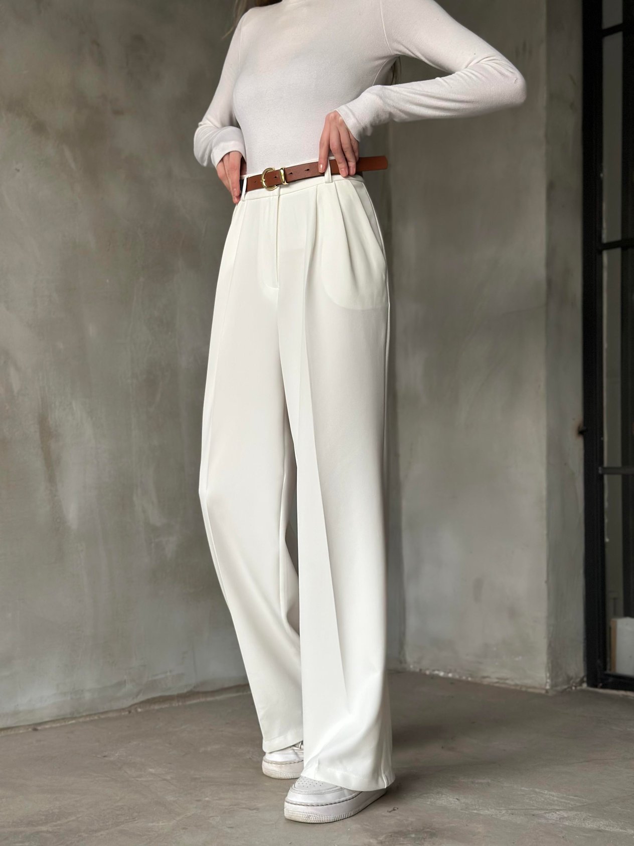 Premium Pensli Palazzo - Beyaz - Dominatrend