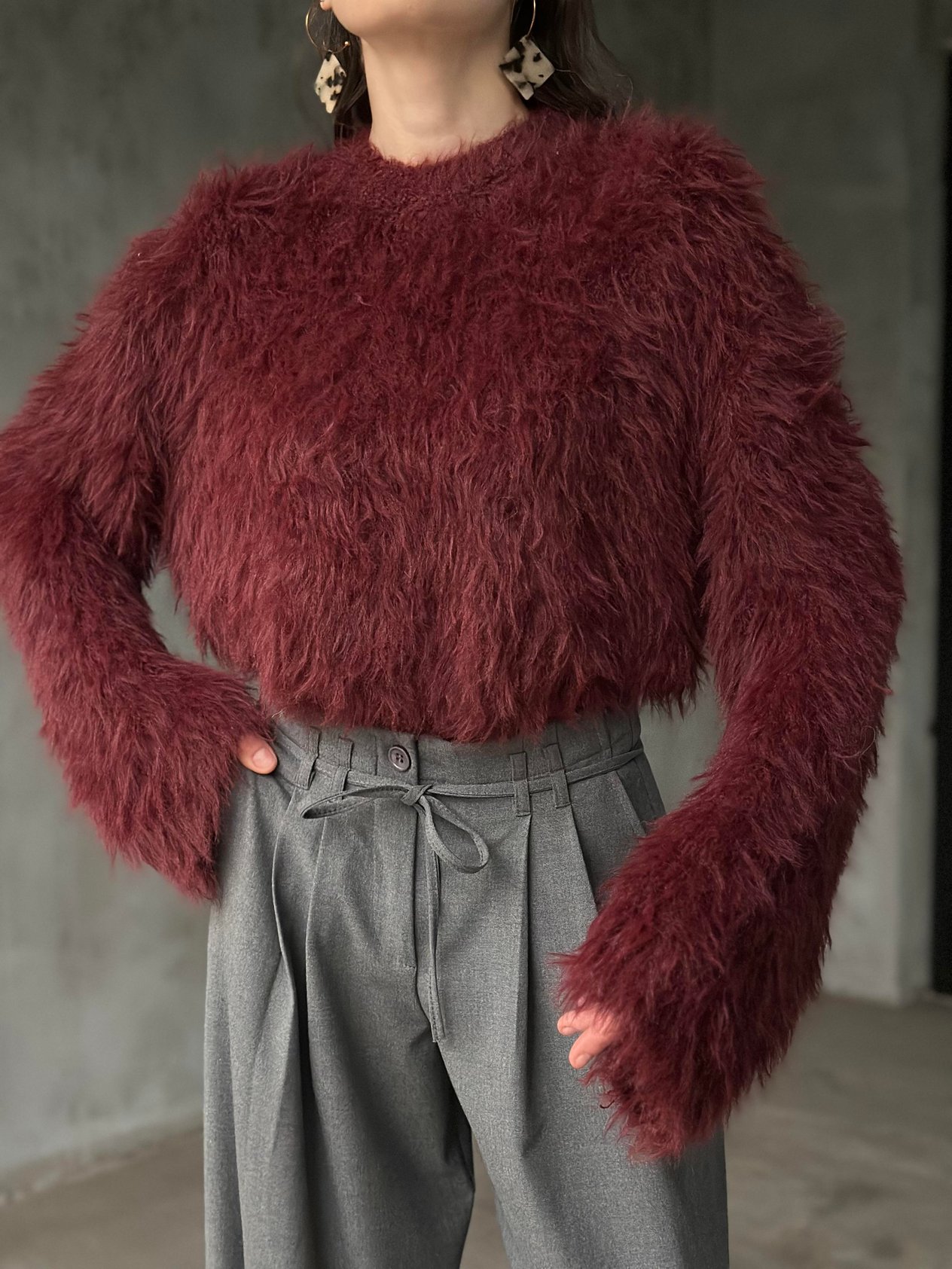 Premium Yumoş Sakallı Kazak - Bordo - Dominatrend