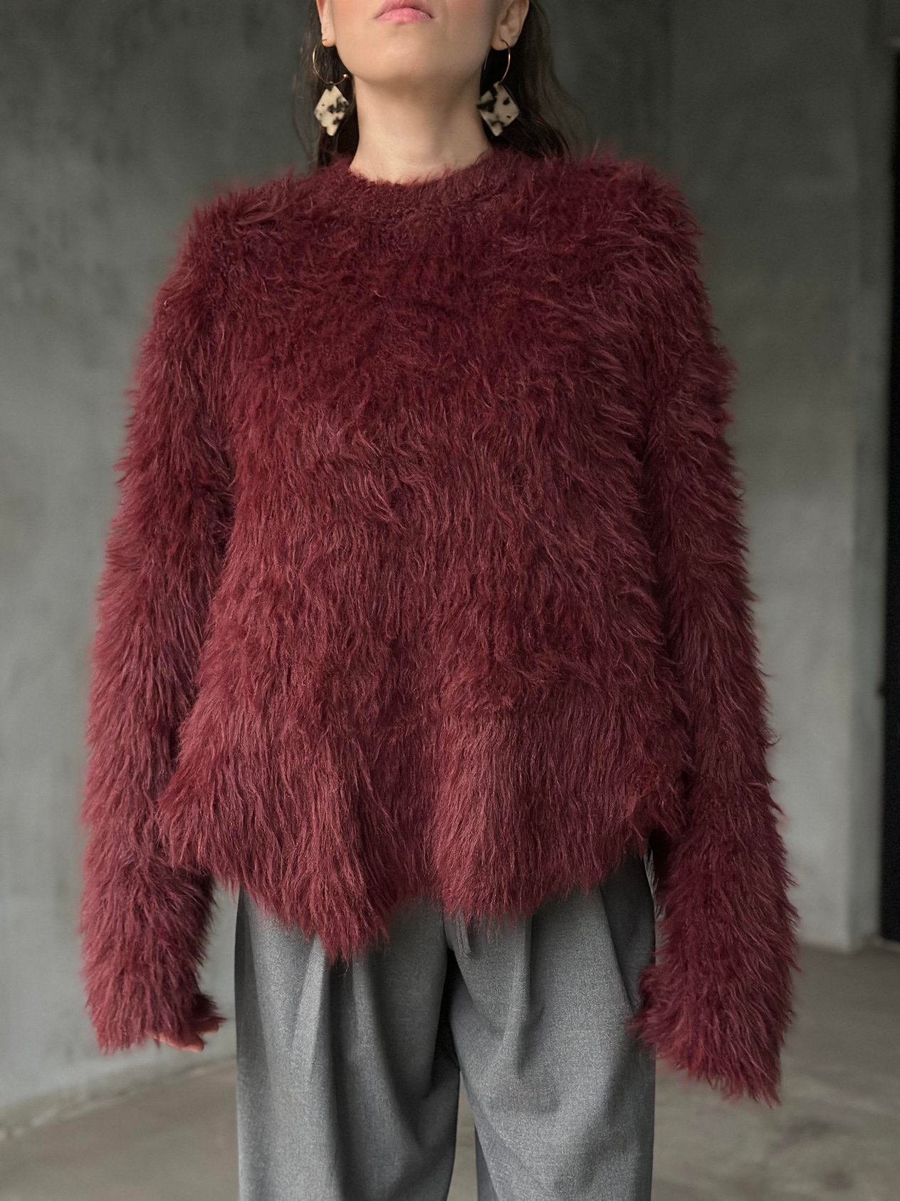 Premium Yumoş Sakallı Kazak - Bordo - Dominatrend