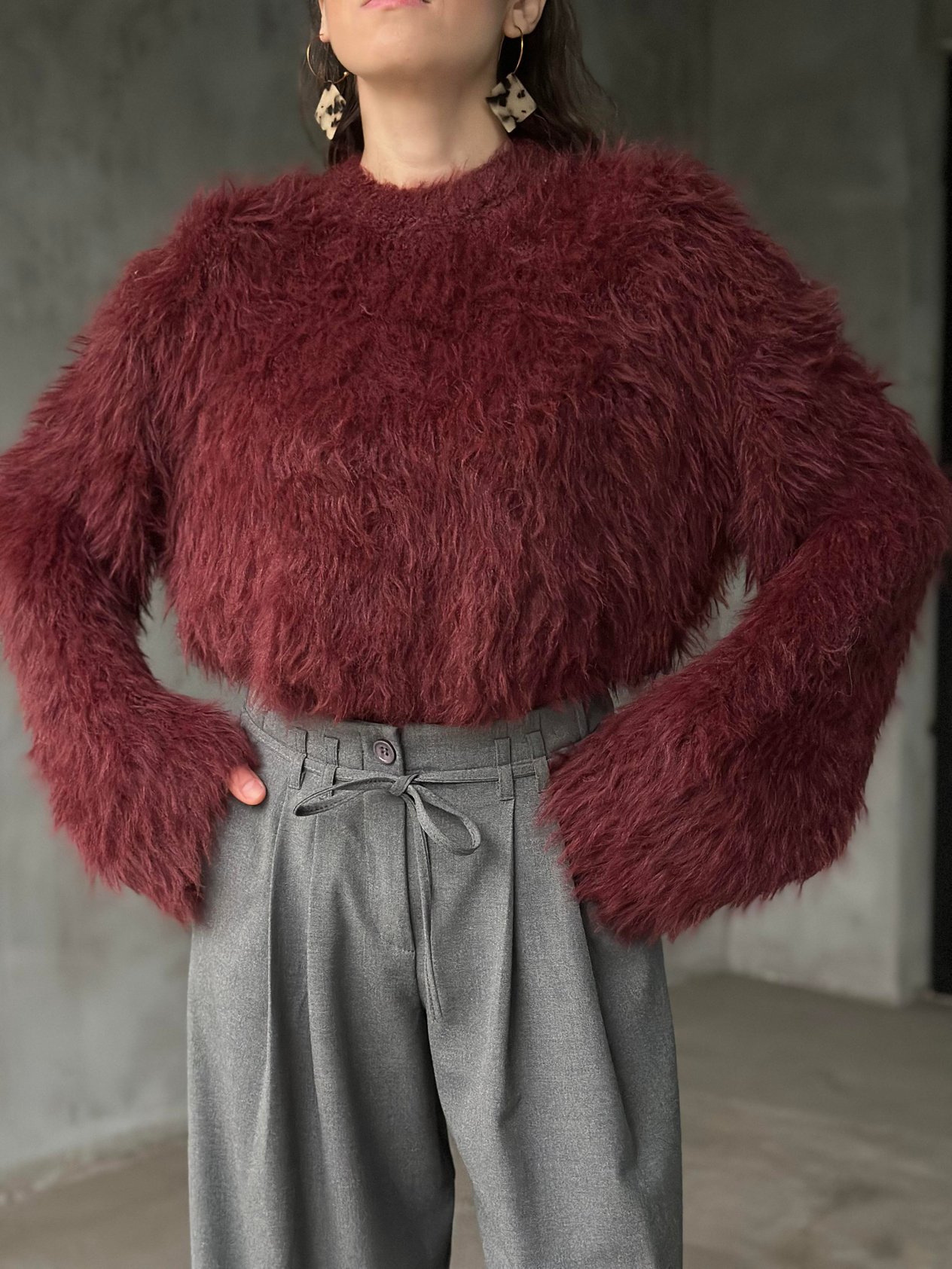 Premium Yumoş Sakallı Kazak - Bordo - Dominatrend