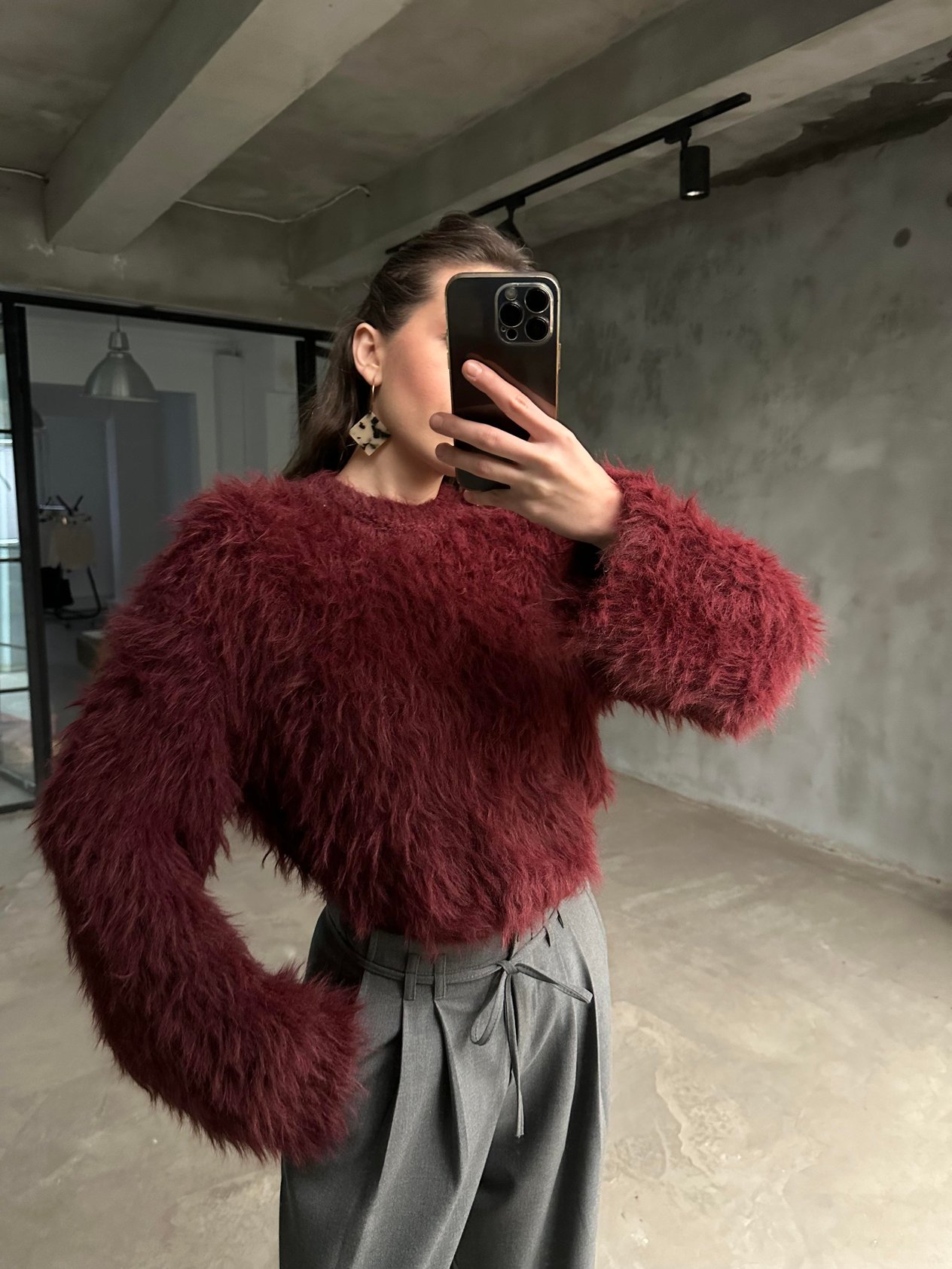 Premium Yumoş Sakallı Kazak - Bordo - Dominatrend