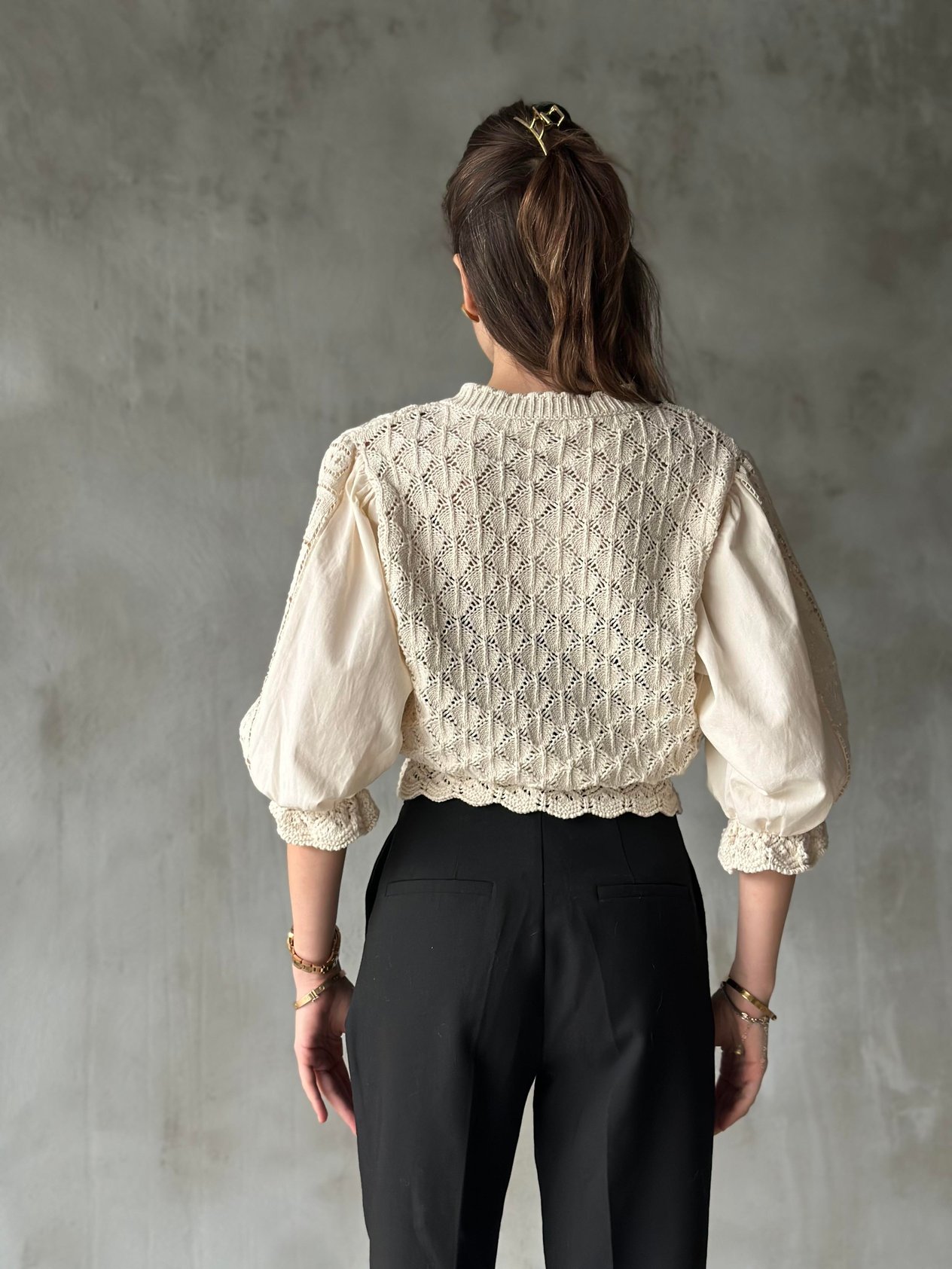 Vintage Hırka Ekru - Dominatrend