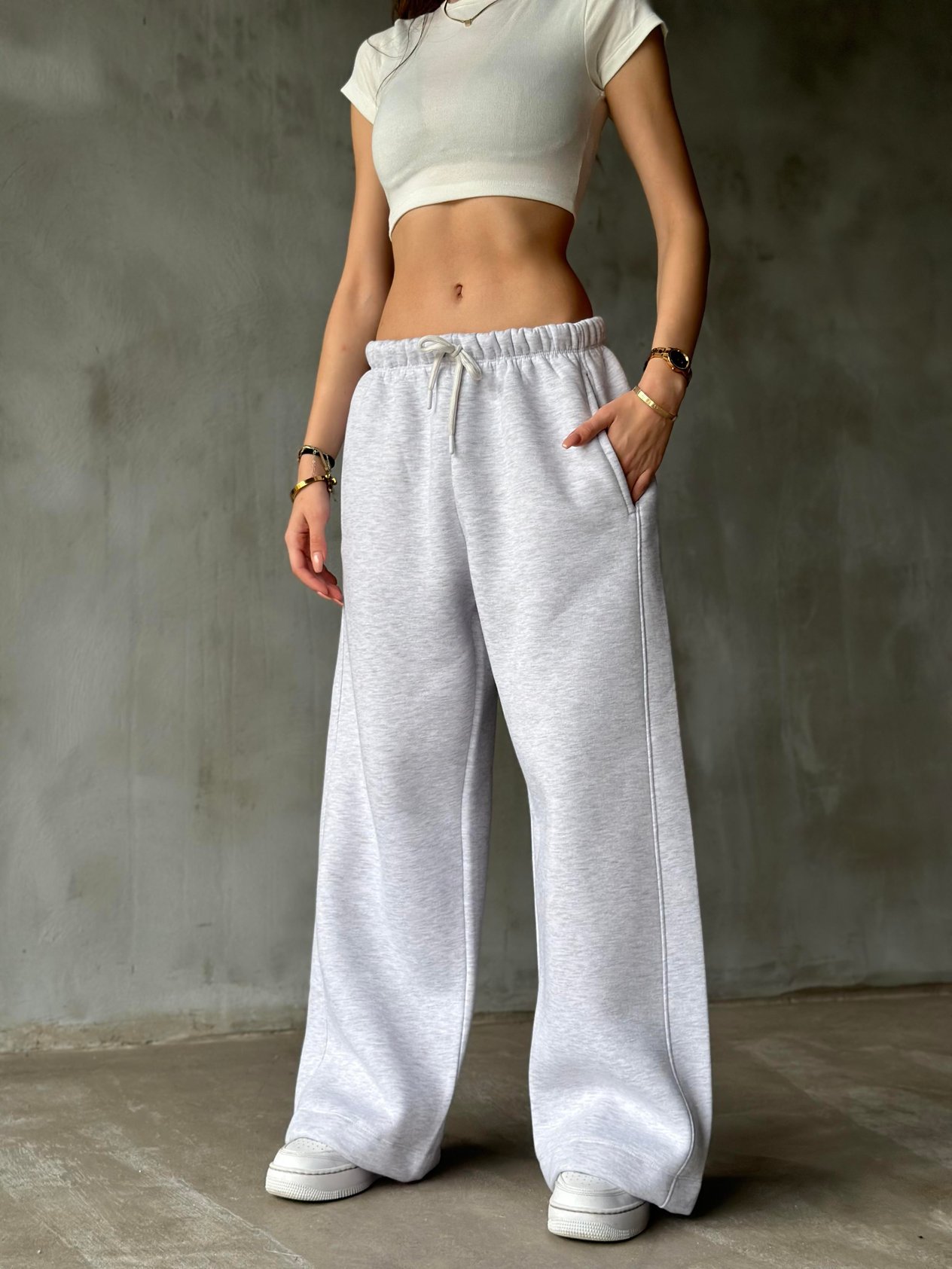 ZR Straight Fit Eşofman Altı - Gri - Dominatrend