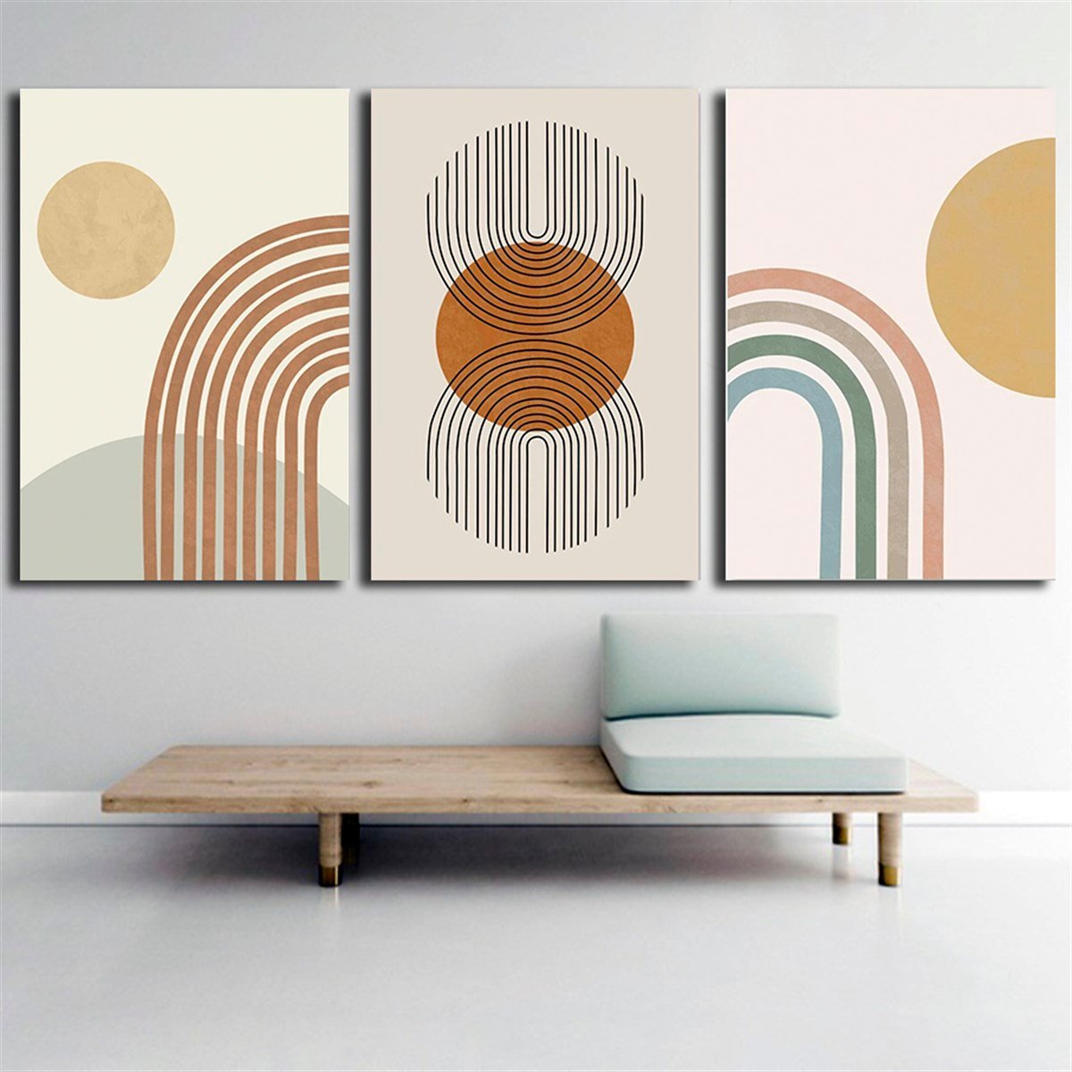 kanvas Tablo Seti Modern Sanat Daire ve Çizgiler | Çerçeveli Tablo Setlerikanvas Tablo Seti Modern Sanat Daire ve Çizgiler3 lü Kanvas Tablo