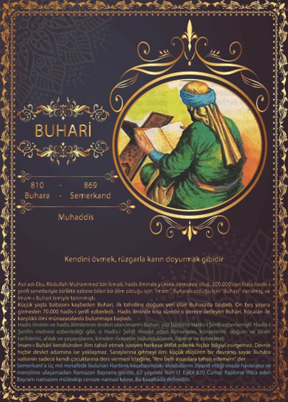 Buhari Türk Büyükleri Poster Din Kültürü ve Ahlak bilgisi Sokağı