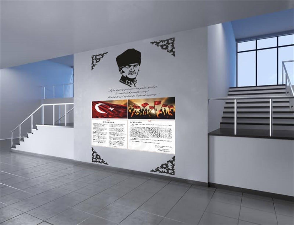 15 Temmuz Lazer Kesim 3mm Mdf Özel Tasarım Atatürk Köşesi - PanosuKöşesi-Panosu Lazer Kesim Mdf