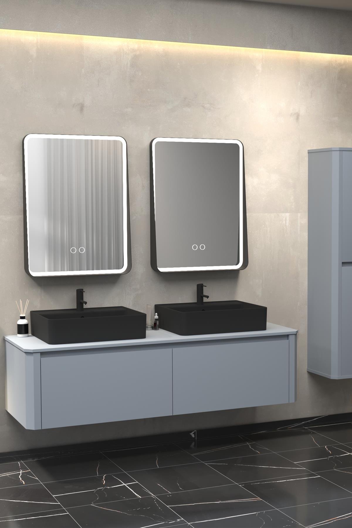 GALAXY 160 CM BANYO DOLABI - GRİ (BOY DOLAP DAHİL)