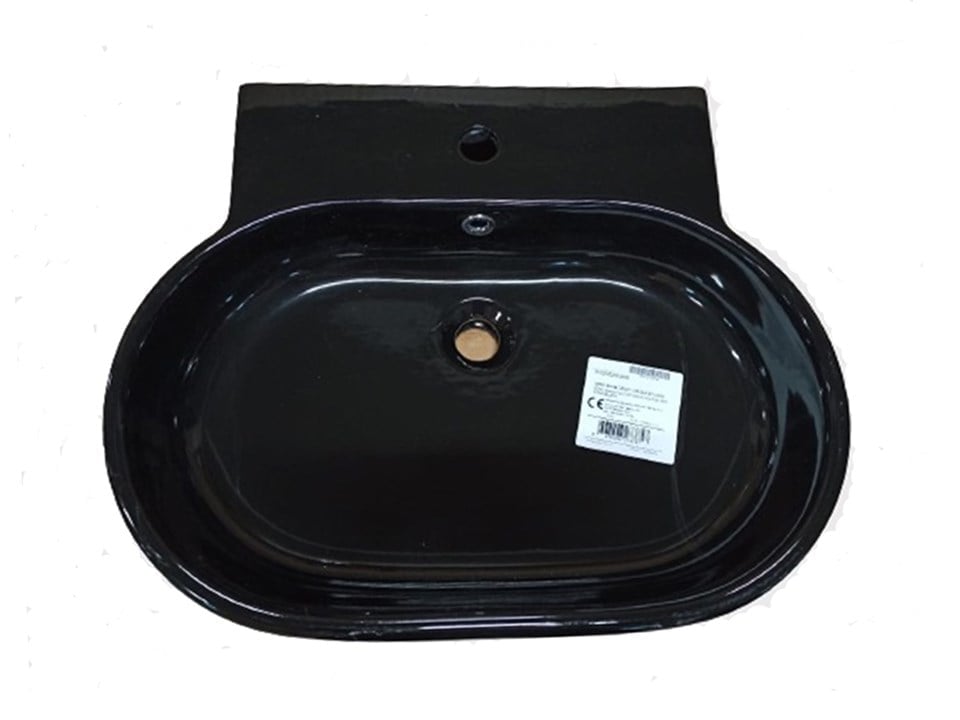 KALE Zero 60 cm Oval Tezgah Üzeri Siyah Lavabo