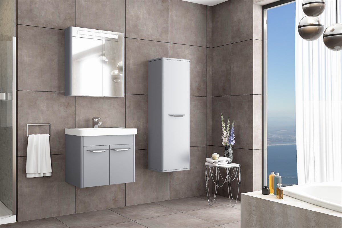 MAUNA 60 CM BANYO DOLABI-WİNDOW GRİ (BOY DOLAP HARİÇ )
