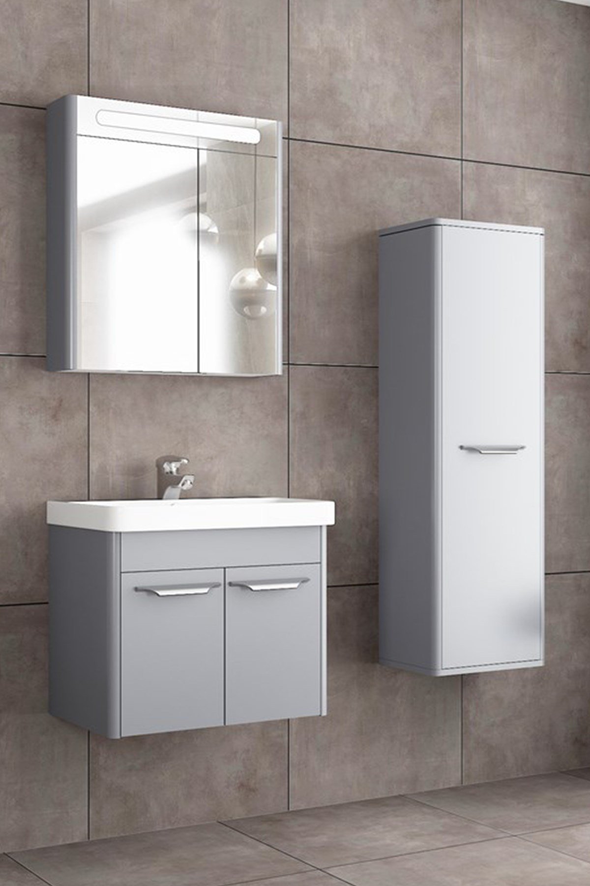 MAUNA 60 CM BANYO DOLABI-WİNDOW GRİ (BOY DOLAP HARİÇ )