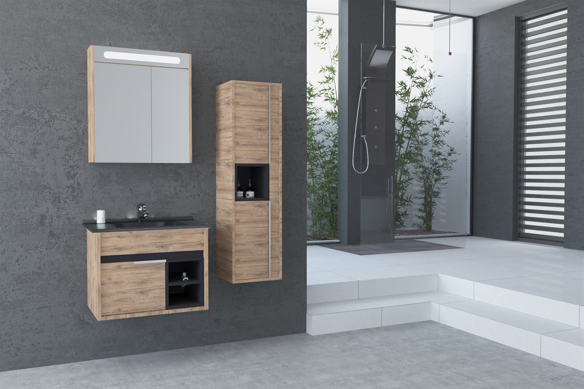 NAPOLİ 65 CM SİYAH LAVABOLU BANYO DOLABI- DORADO/ANTRASİT (BOY DOLAP HARİÇ )