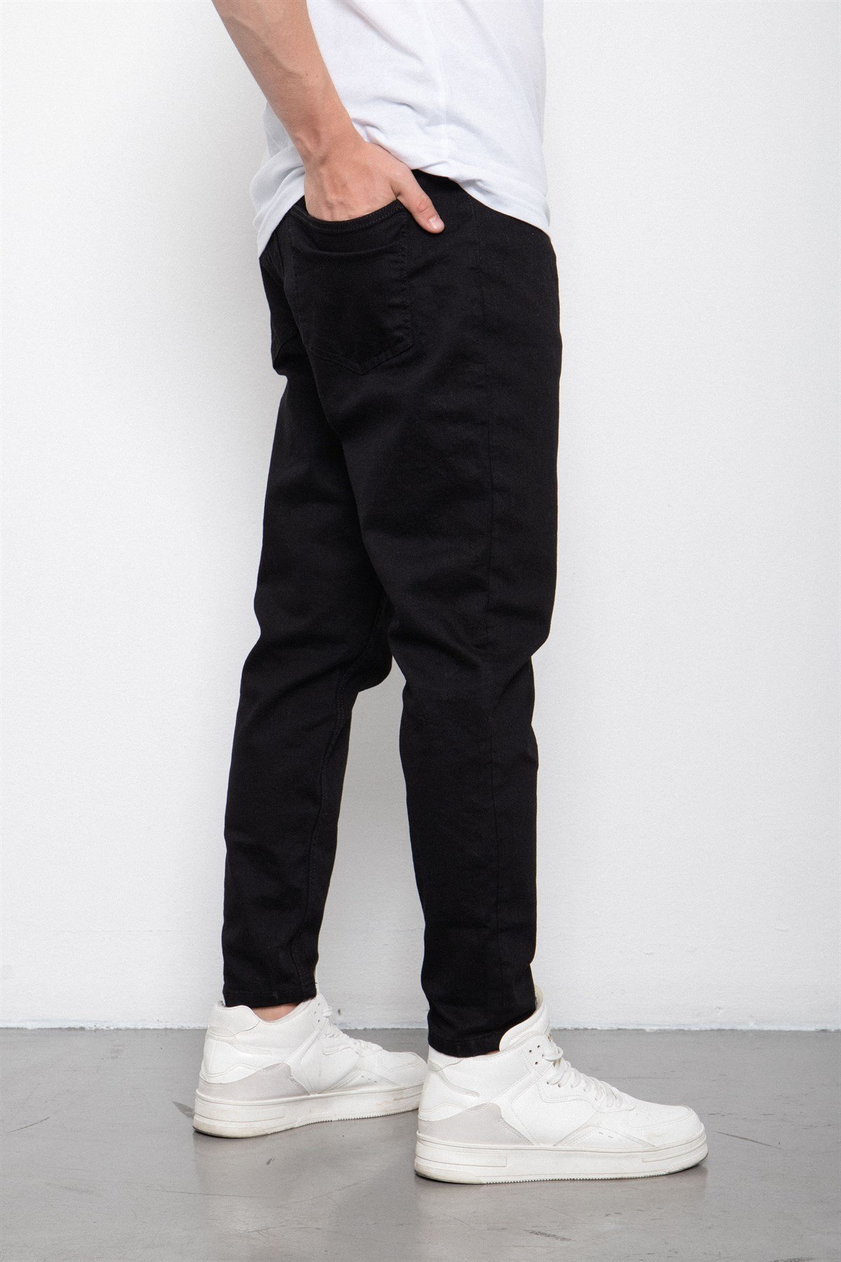 Oversize Existemy Kapşonlu Şardonlu Sweatshirt-SİYAH