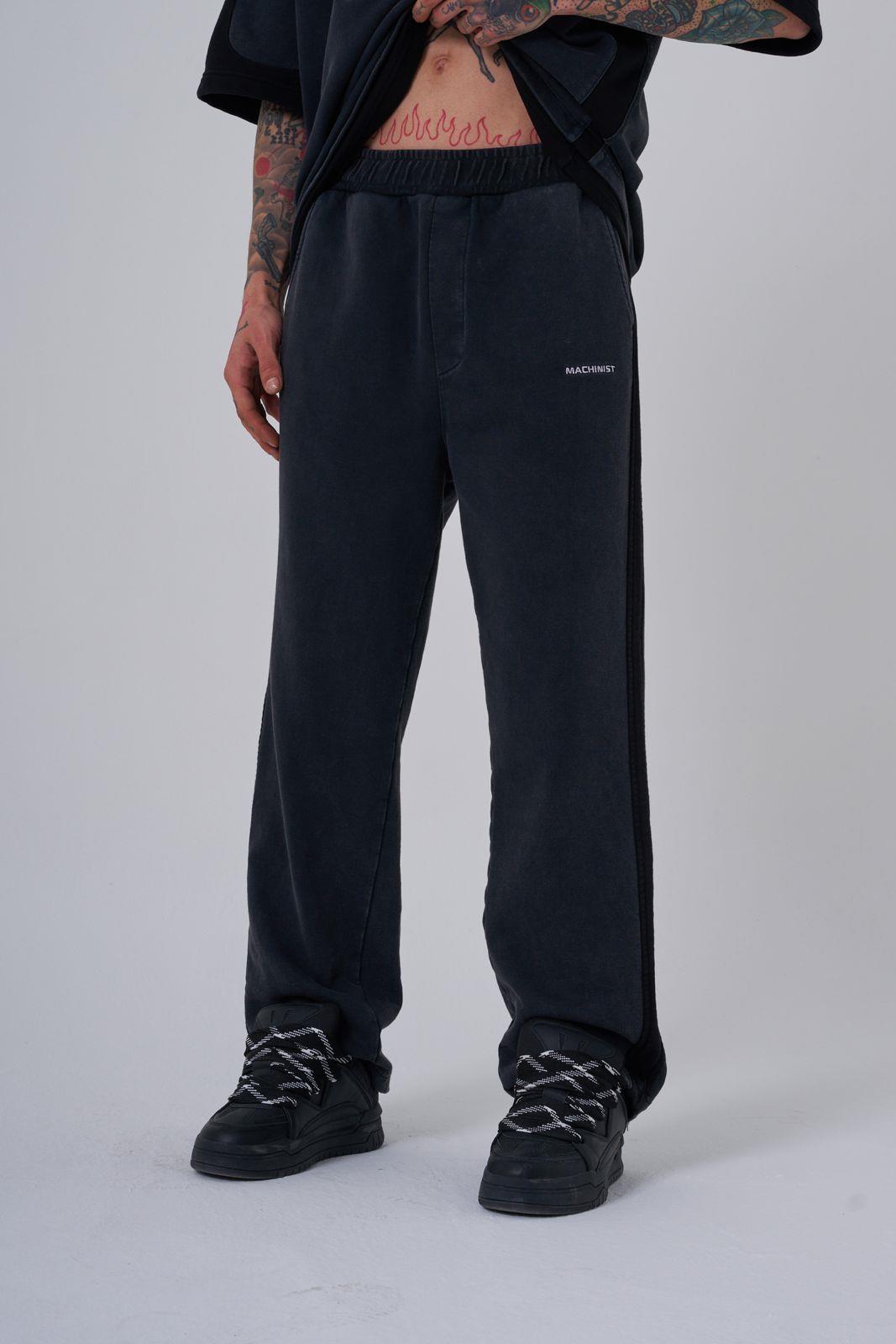 Erkek Yıkamalı Contrast Baggy Asphalt Eşofman Altı