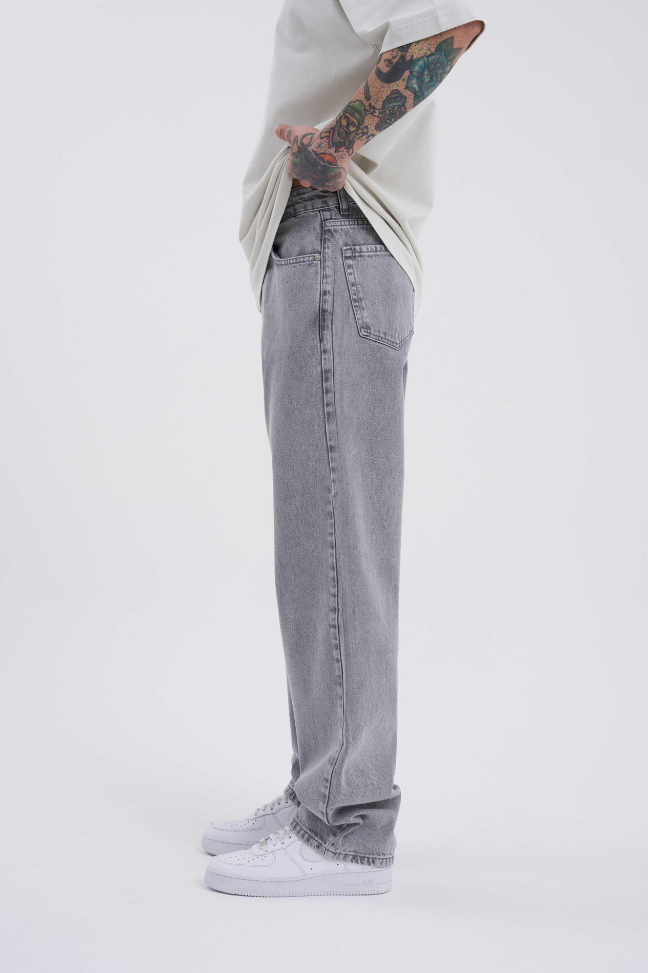 Baggy Relaxed Jean Asit Gri Pantolon