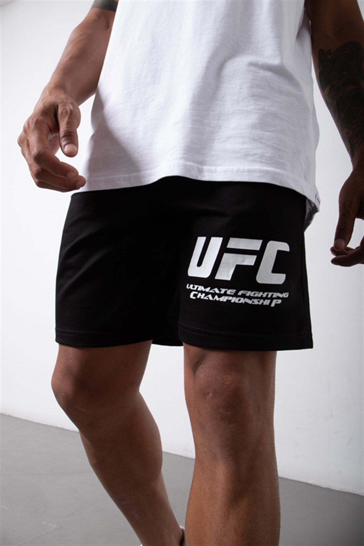 UFC Cepli Bel Lastikli Mini Şort SİYAH