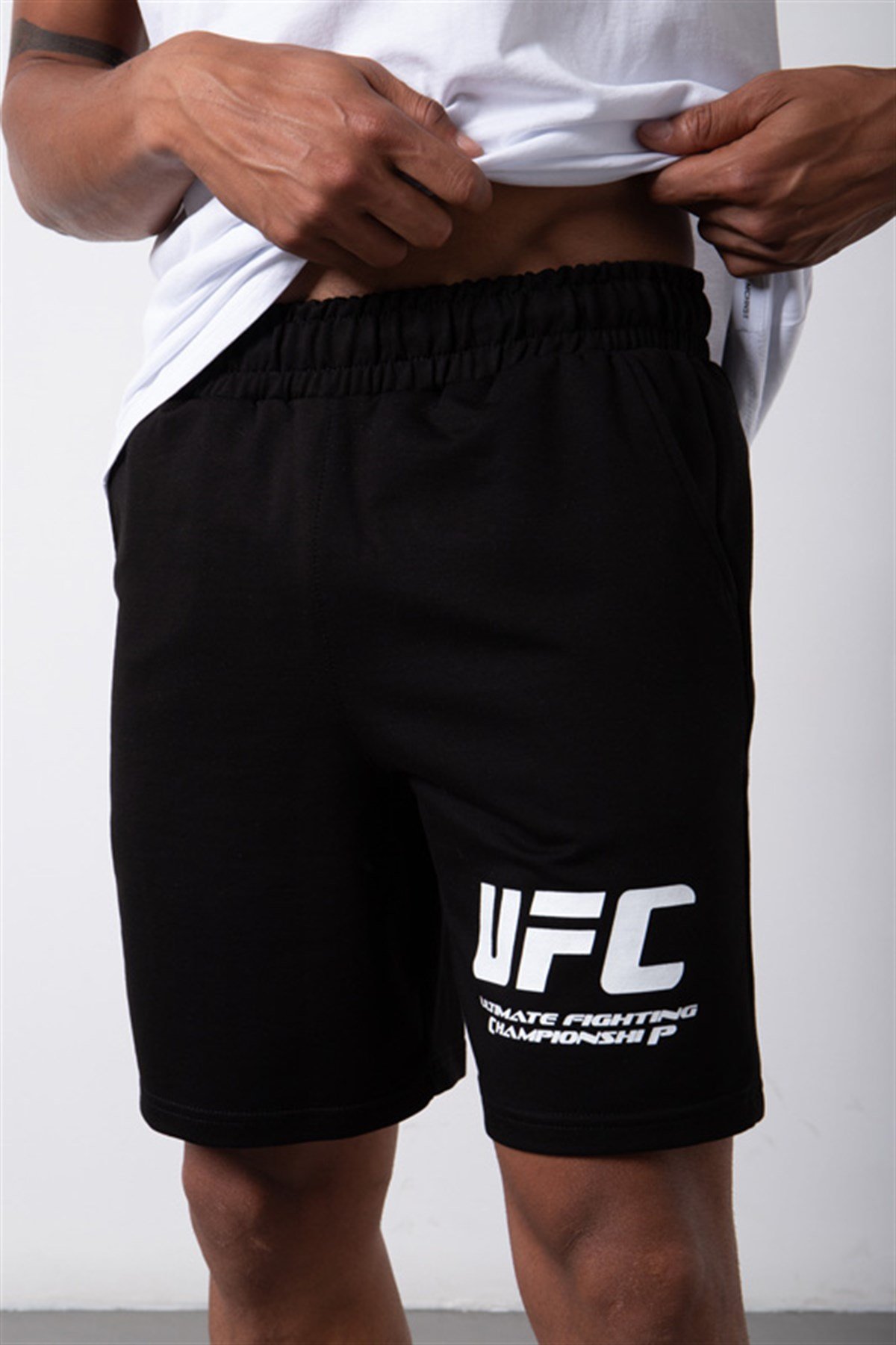 UFC Cepli Bel Lastikli Mini Şort SİYAH