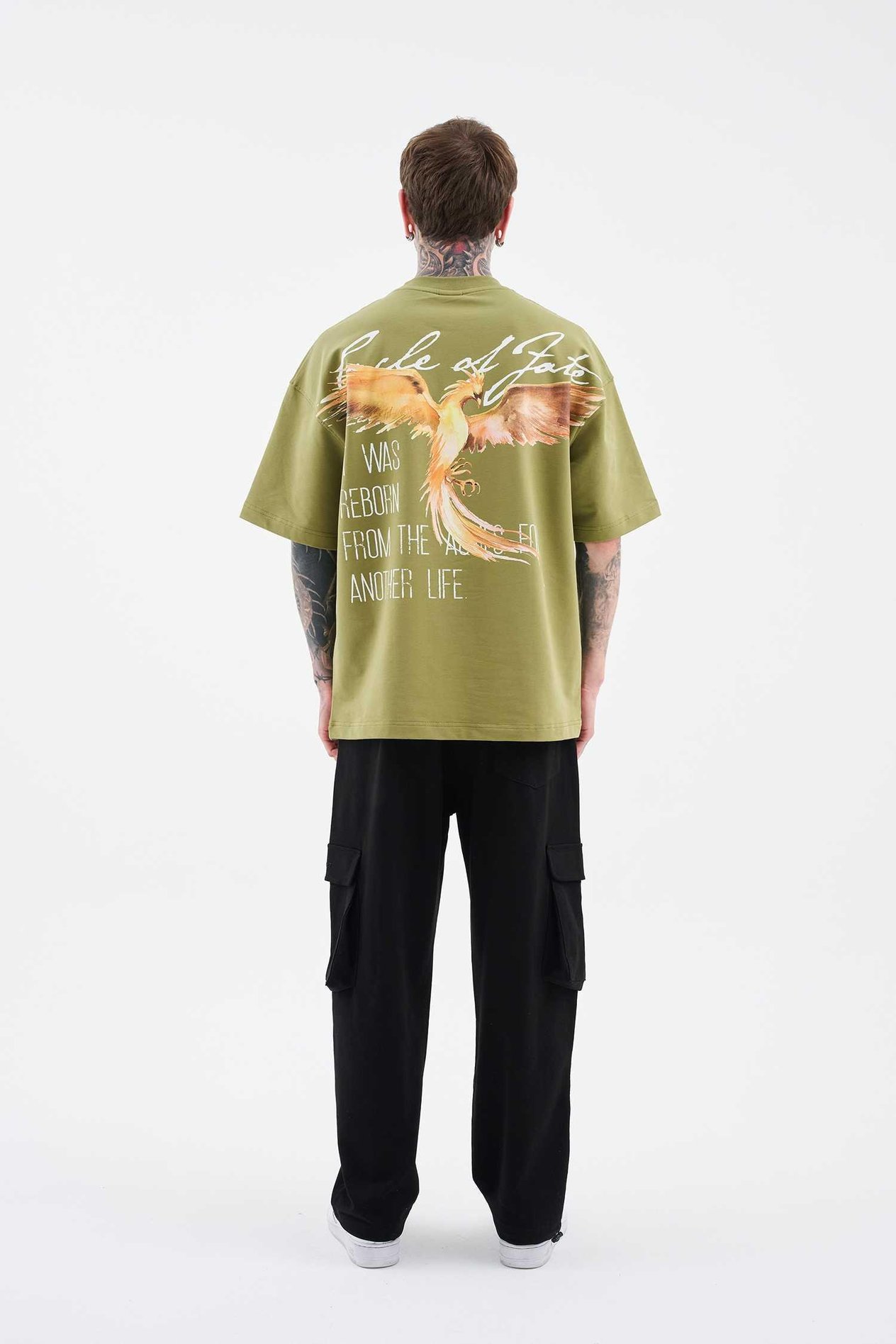Erkek Anka Printed Oversi̇ze Ti̇şört ARMY GREEN