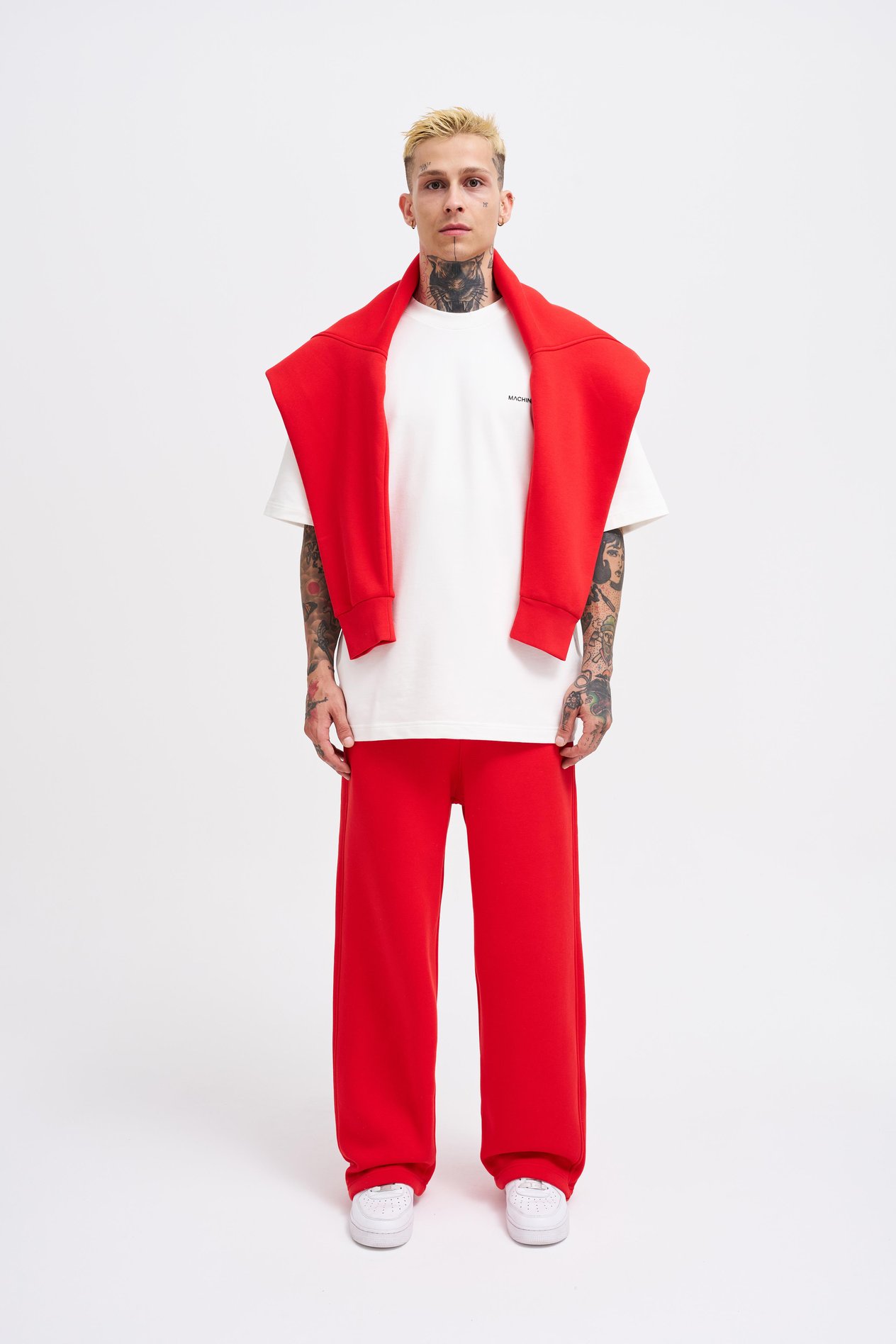 Erkek Baggy Oversize Kırmızı Eşofman Altı
