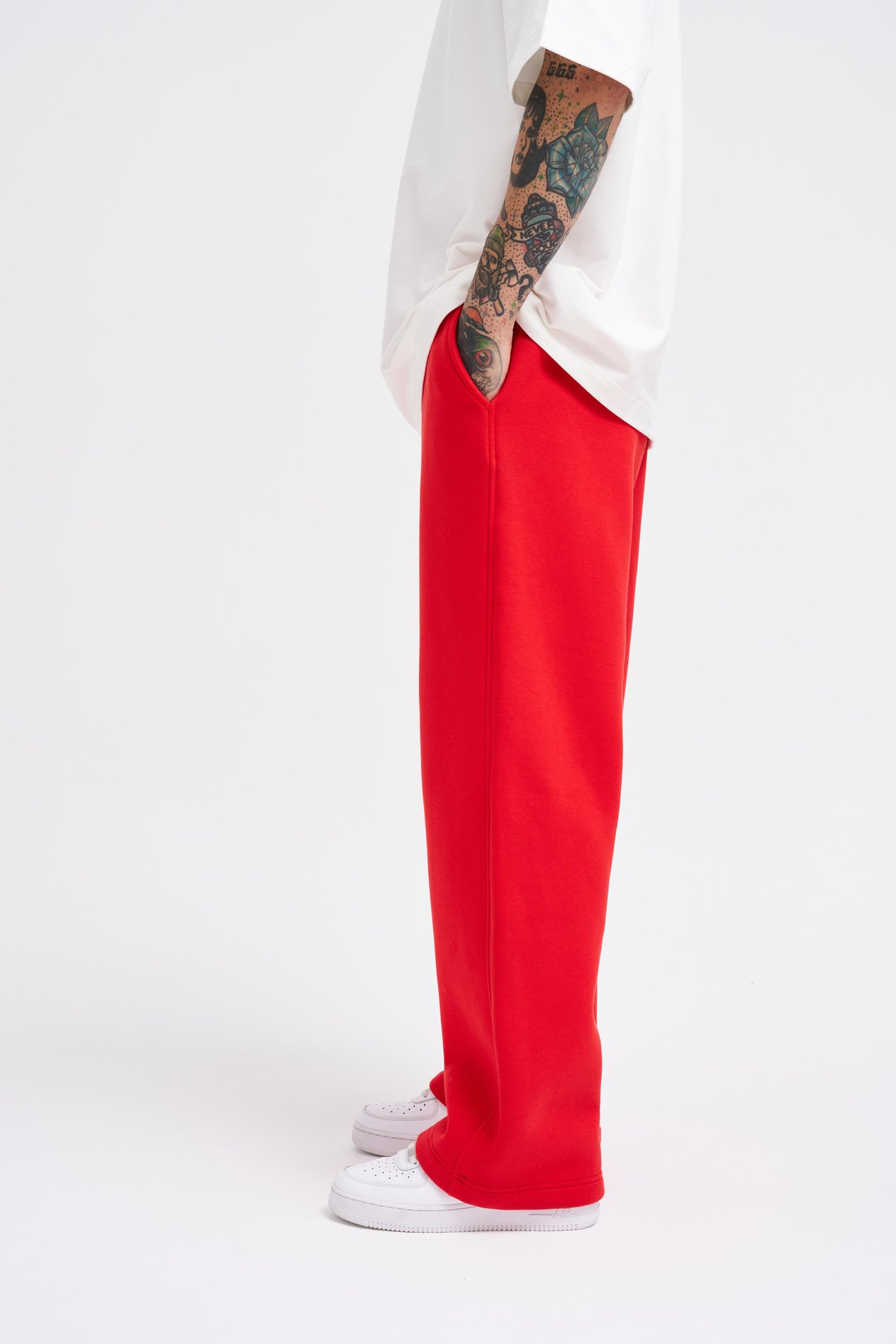 Erkek Baggy Oversize Kırmızı Eşofman Altı