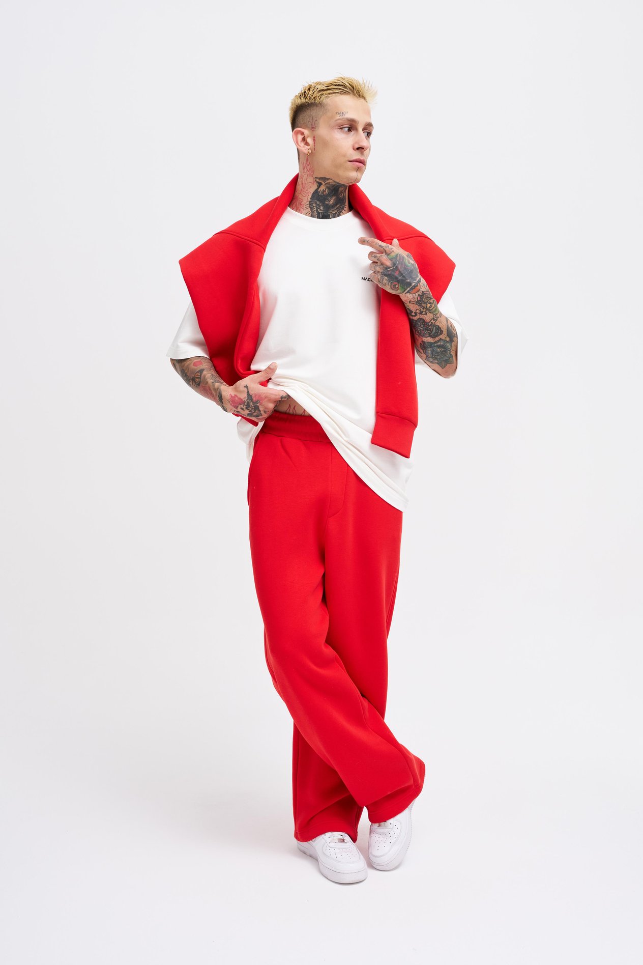 Erkek Baggy Oversize Kırmızı Eşofman Altı