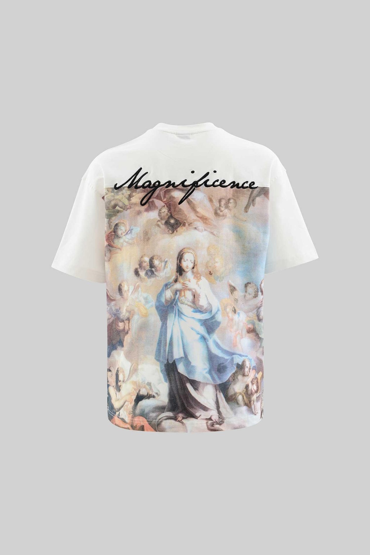 Erkek Baroque Style Painting Printed Oversize Ekru Tişört
