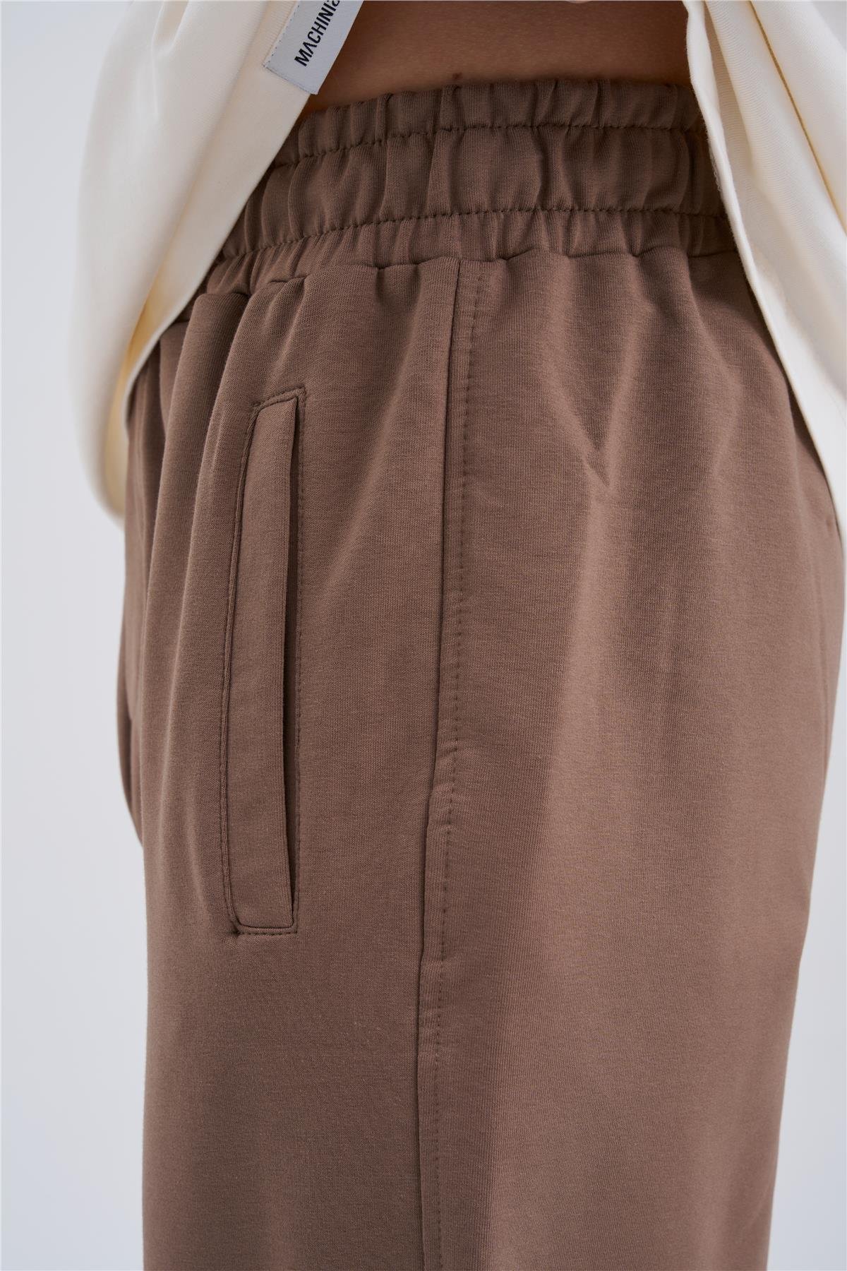 Erkek Basic 3 Cepli Jogger Oversize Kahve Eşofman Altı
