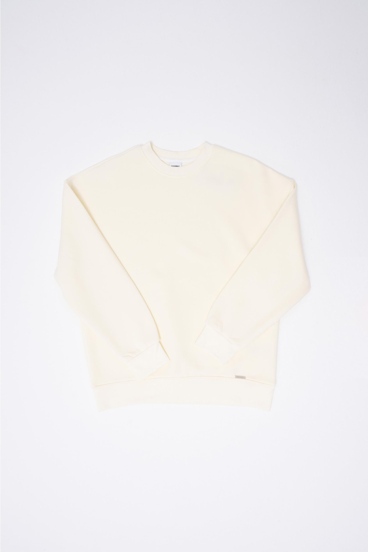 Erkek Basic Bisiklet Yaka Oversize Ekru Sweatshirt