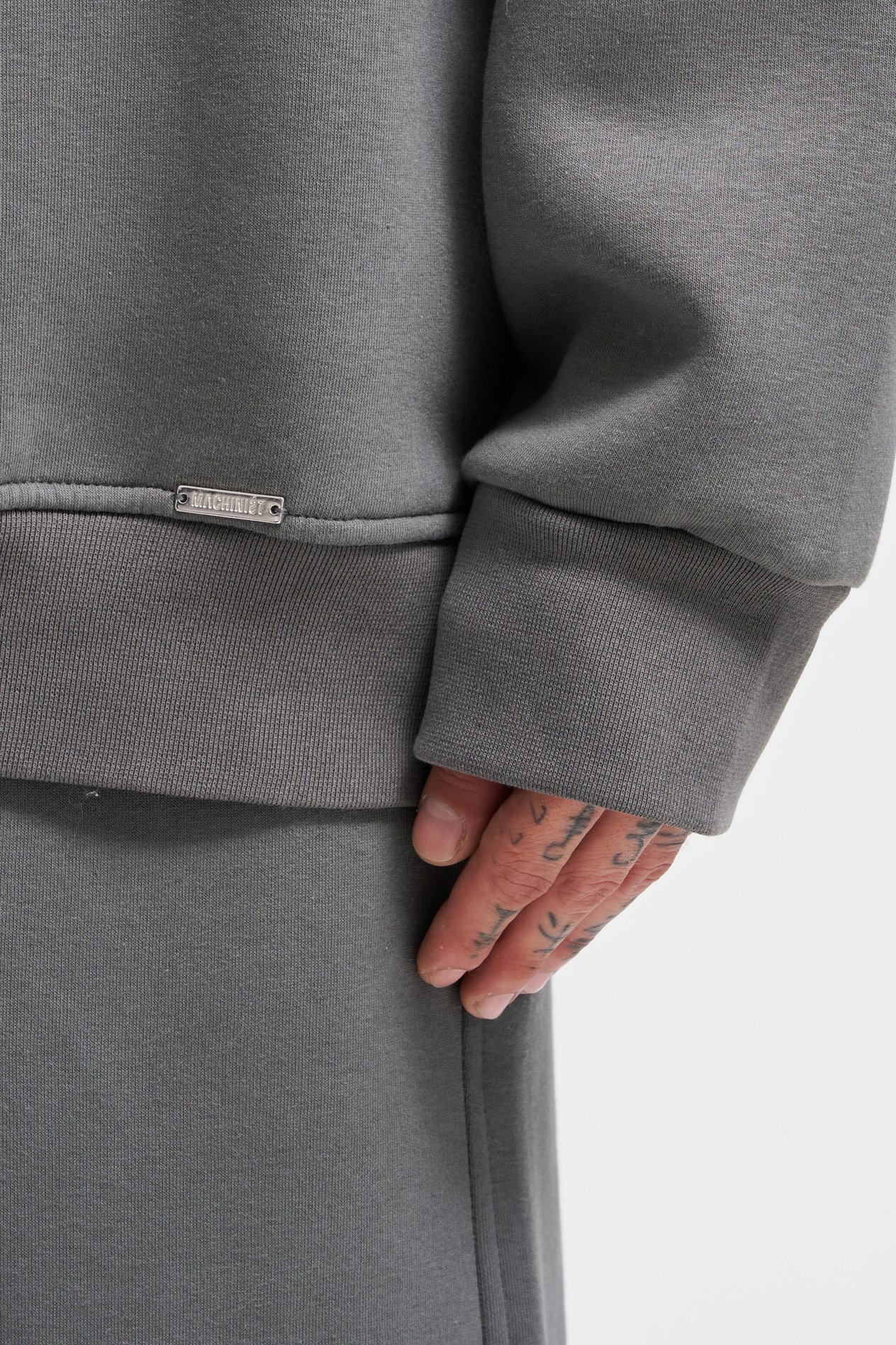 Erkek Basic Bisiklet Yaka Oversize Füme Sweatshirt