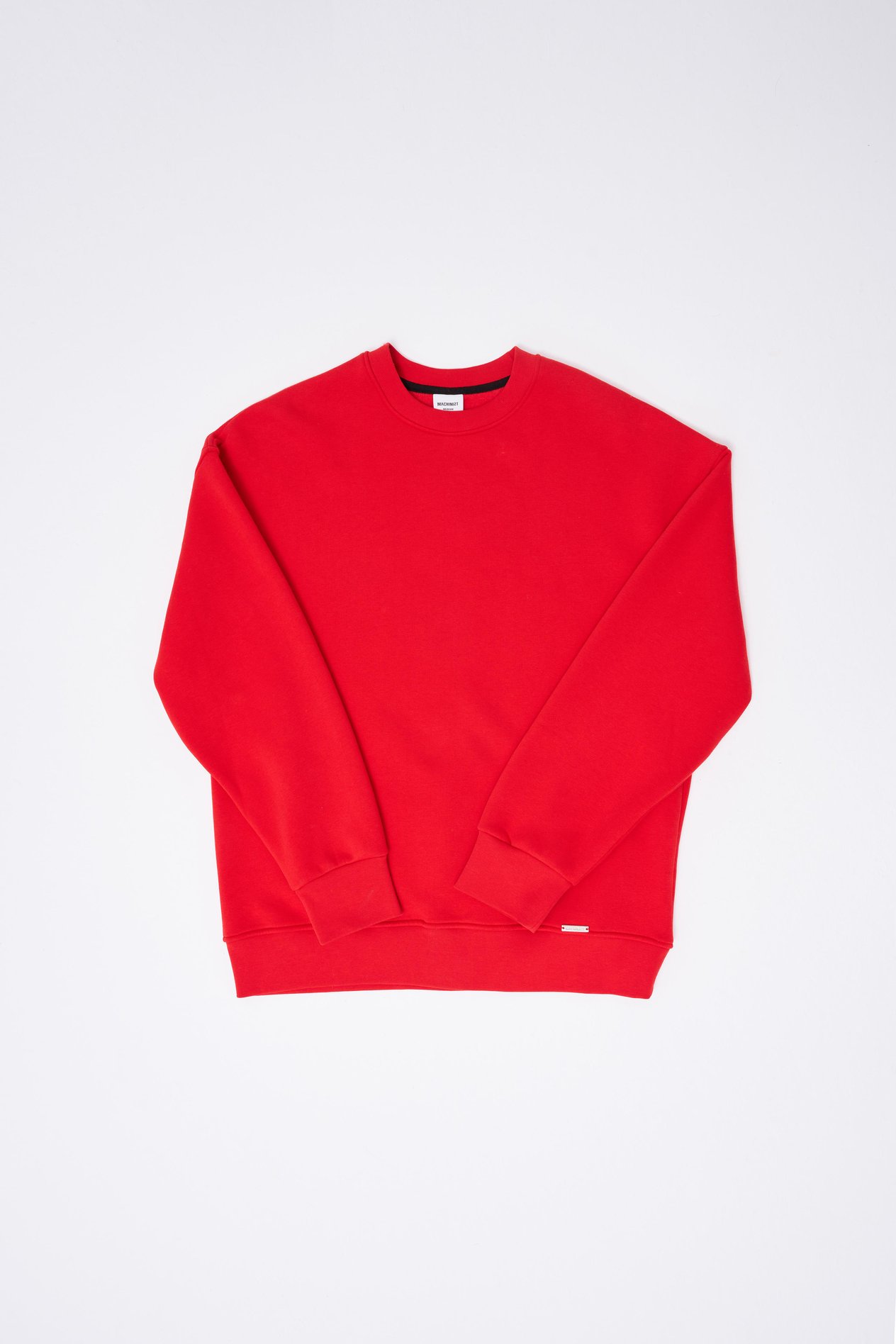Erkek Basic Bisiklet Yaka Oversize Kırmızı Sweatshirt