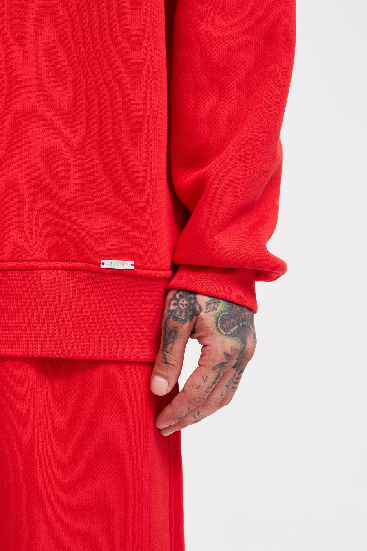 Erkek Basic Bisiklet Yaka Oversize Kırmızı Sweatshirt