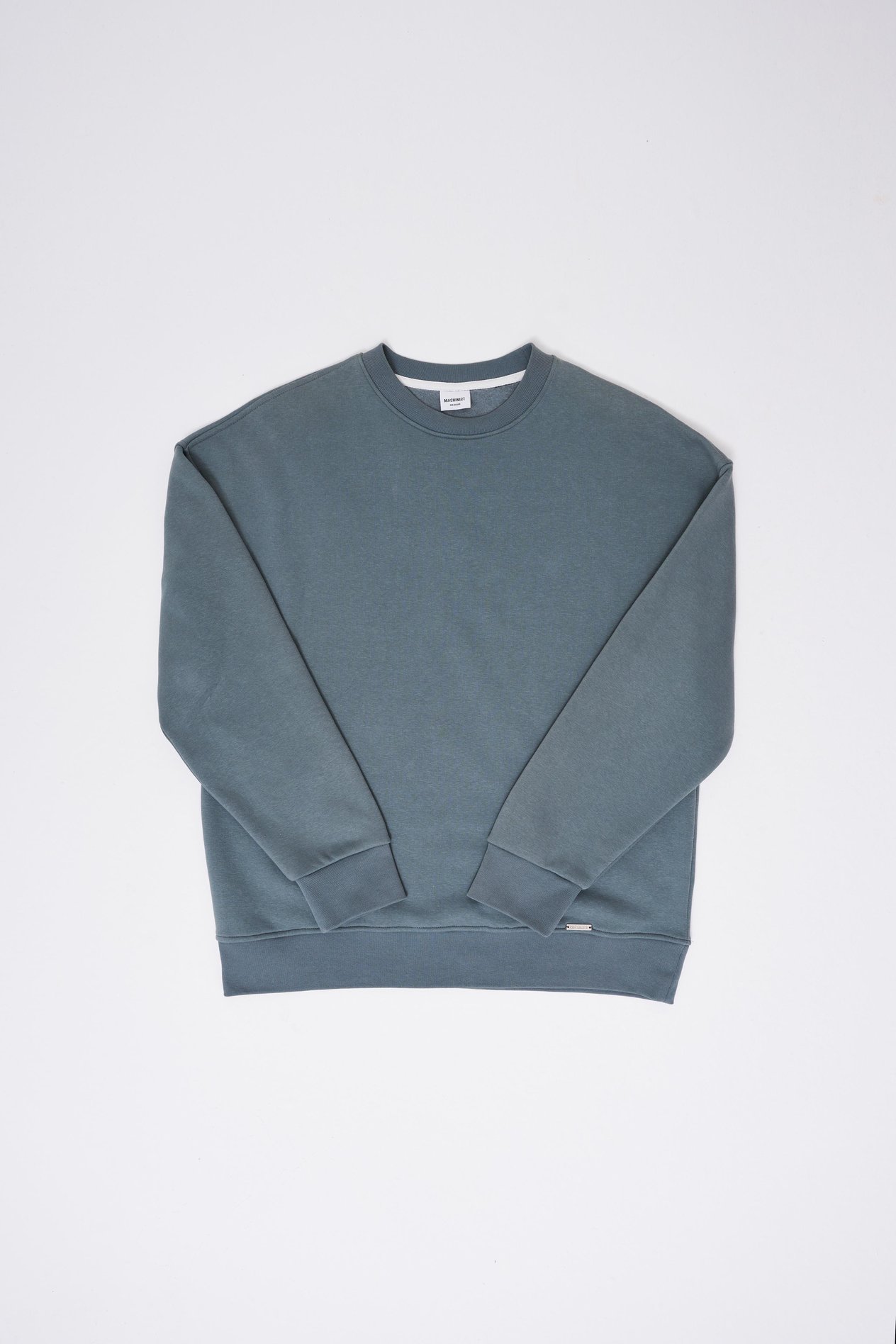 Erkek Basic Bisiklet Yaka Oversize Mavi Sweatshirt