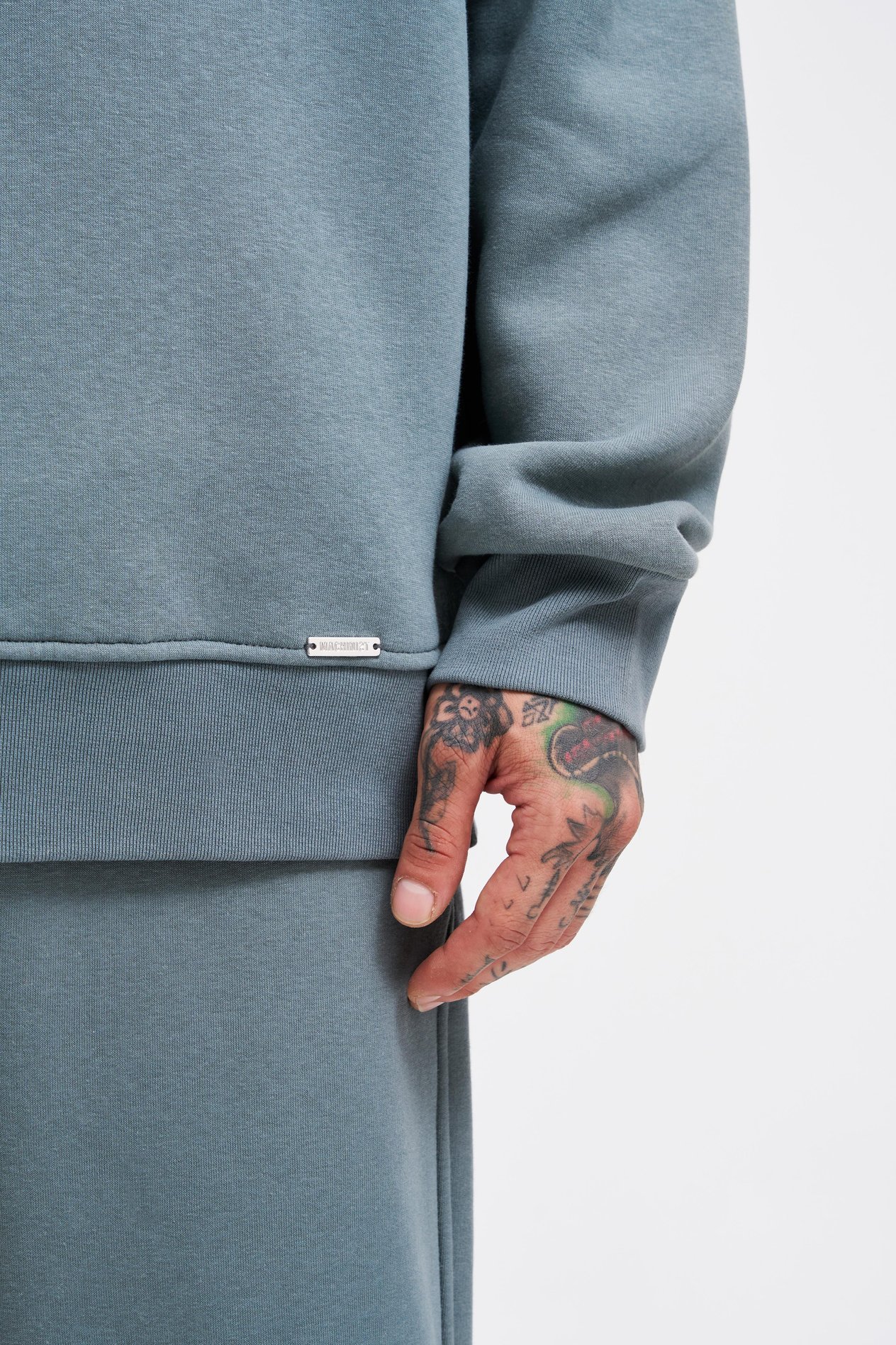Erkek Basic Bisiklet Yaka Oversize Mavi Sweatshirt