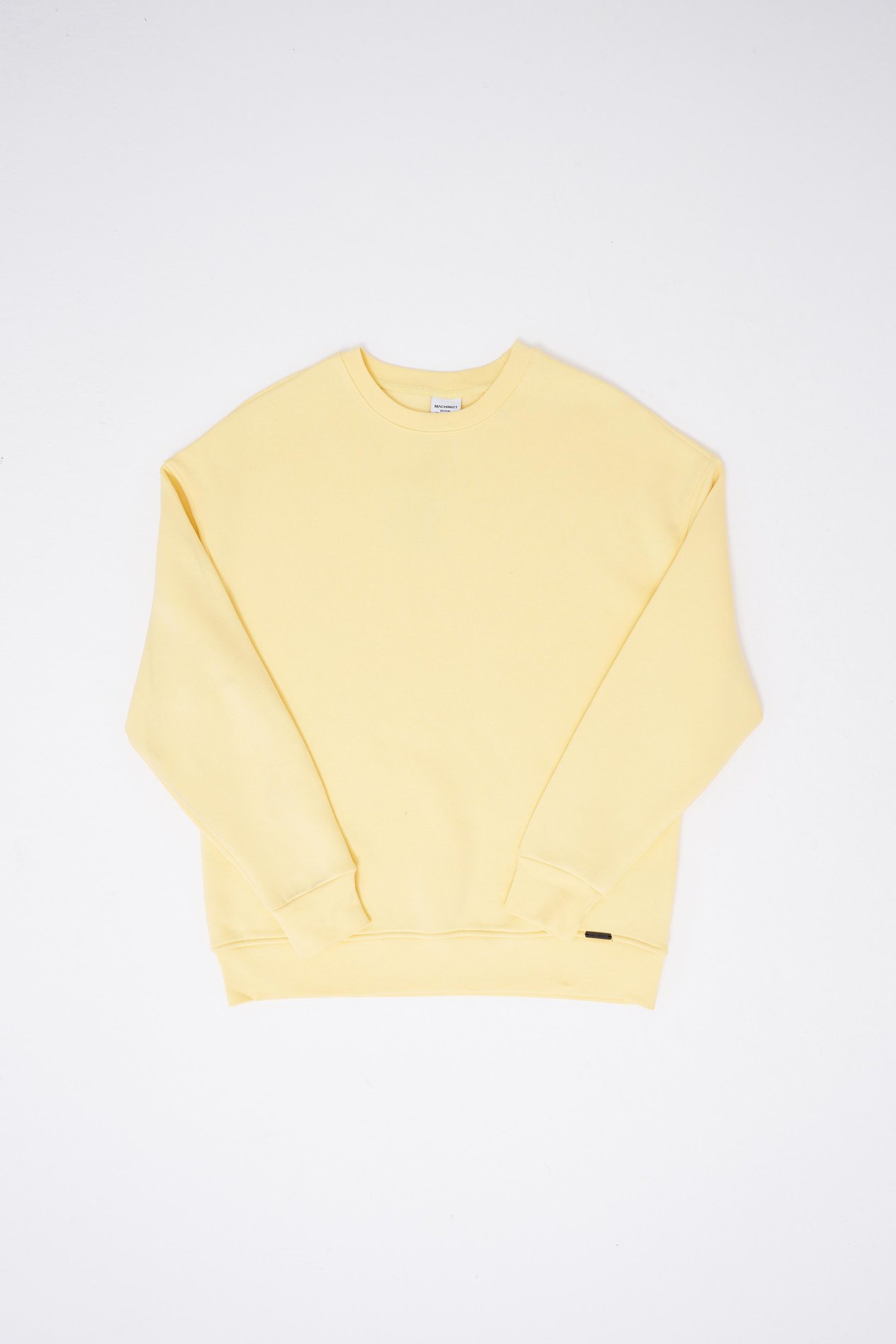 Erkek Basic Bisiklet Yaka Oversize Sarı Sweatshirt