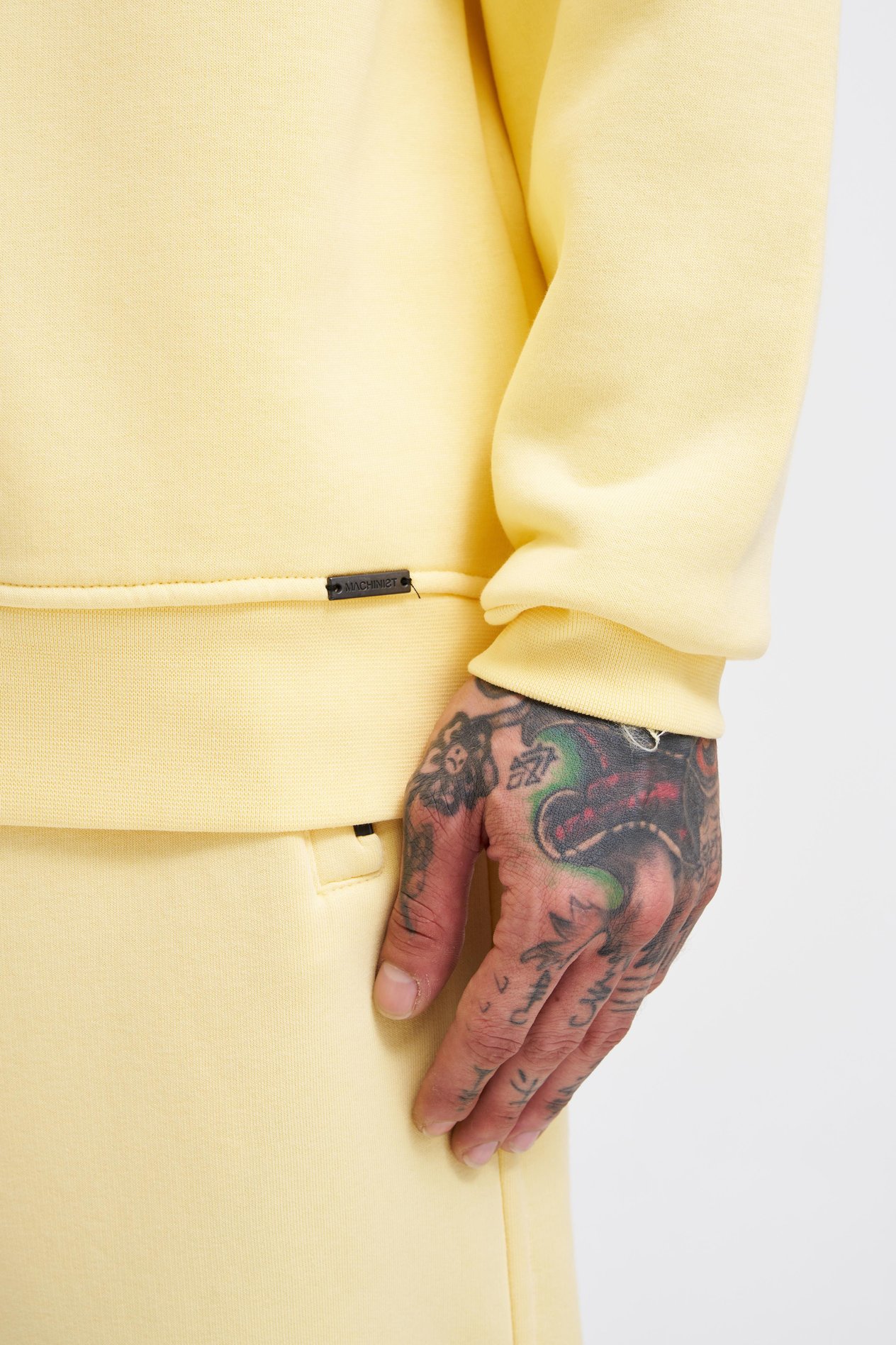 Erkek Basic Bisiklet Yaka Oversize Sarı Sweatshirt