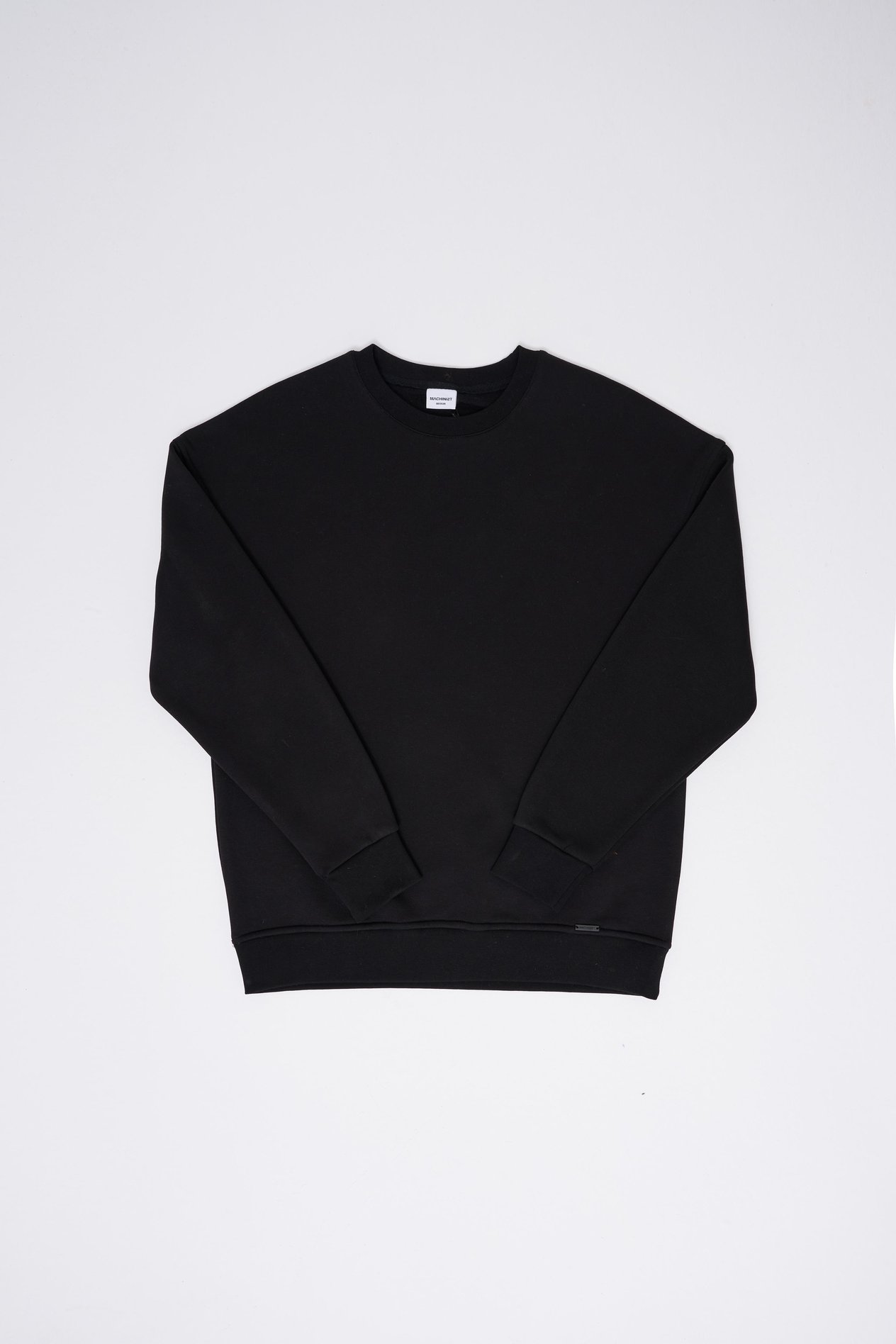 Erkek Basic Bisiklet Yaka Oversize Siyah Sweatshirt