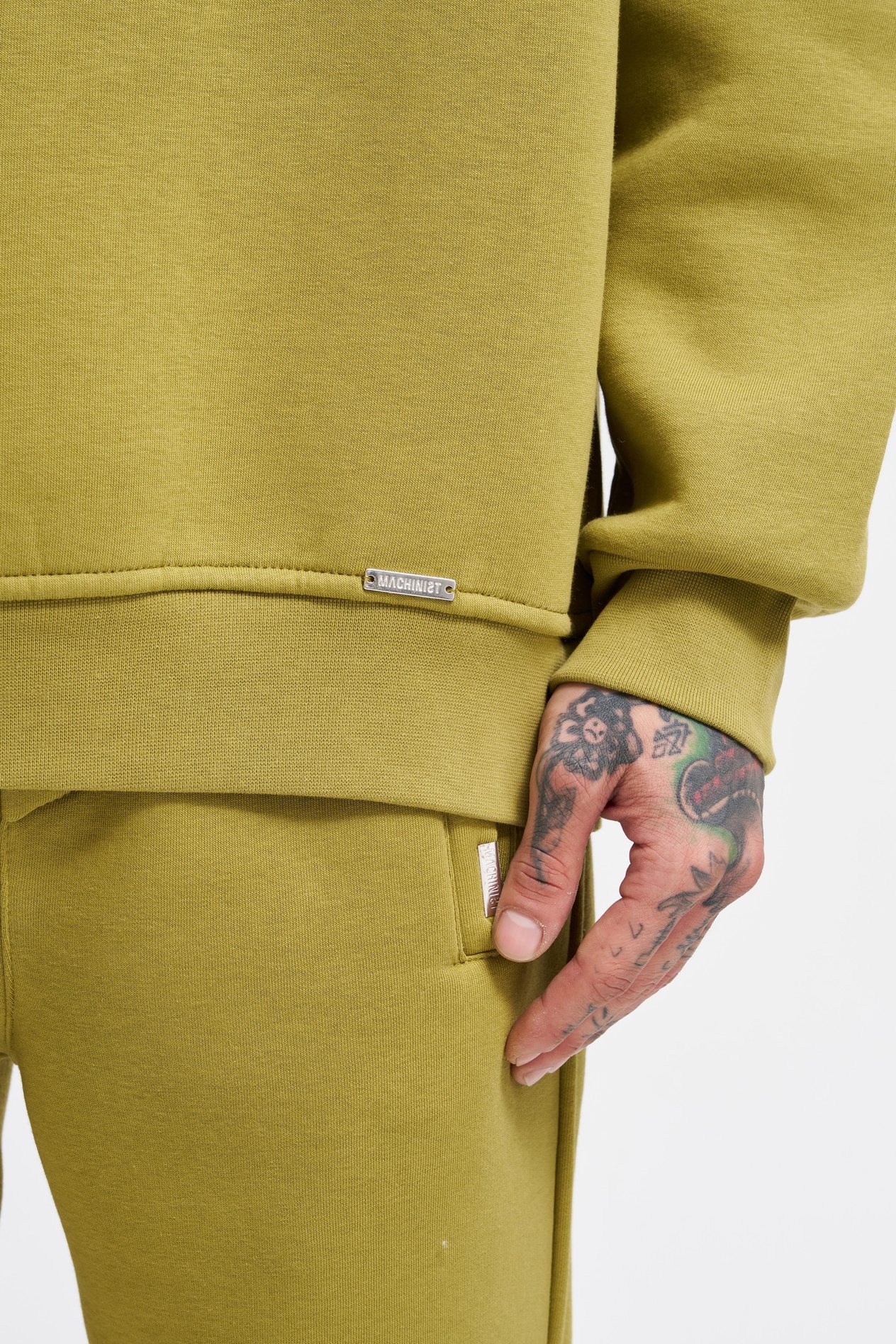 Erkek Basic Bisiklet Yaka Oversize Yeşil Sweatshirt