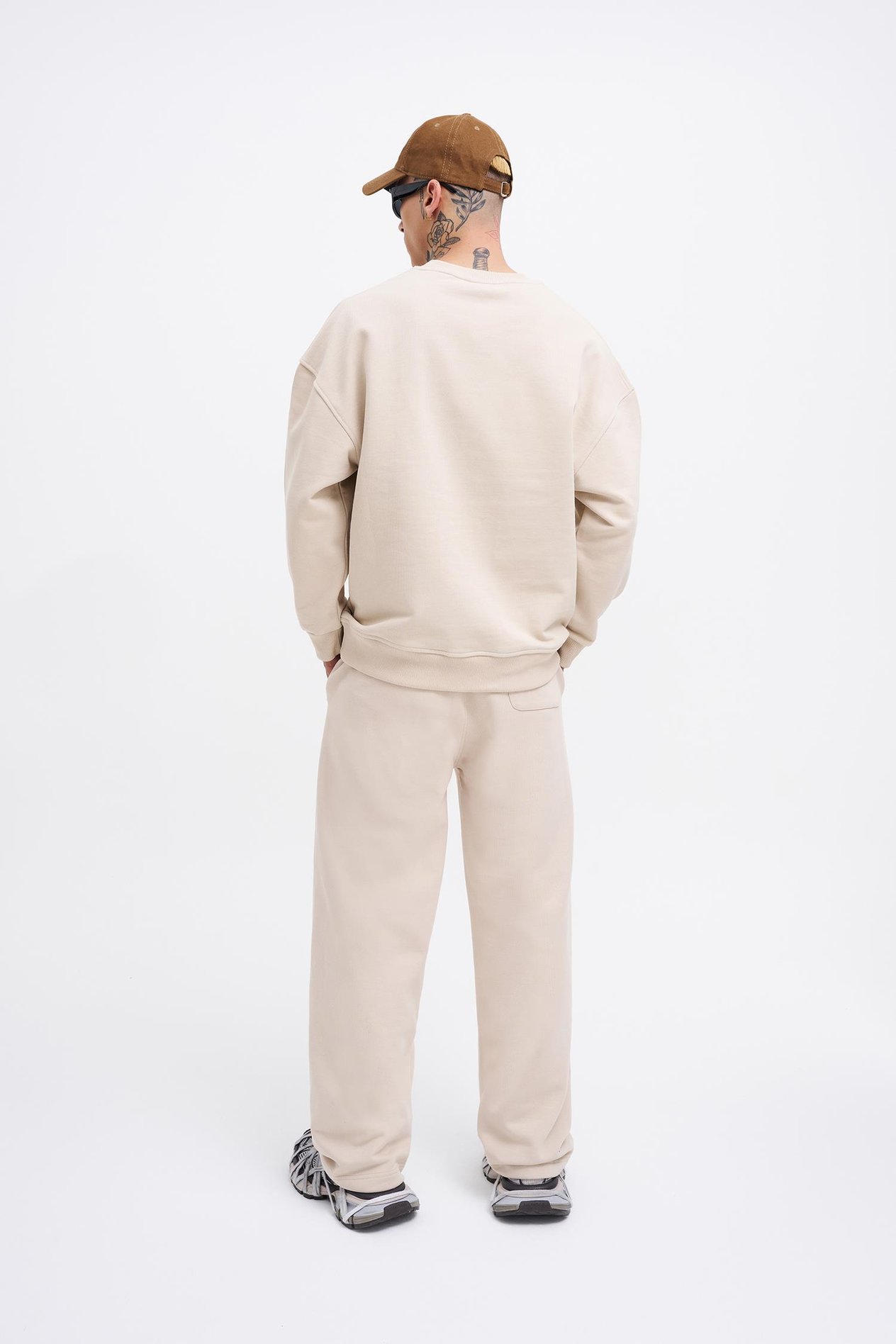 Erkek Basic Diagonal Baggy Eşofman Altı SOFT BEIGE