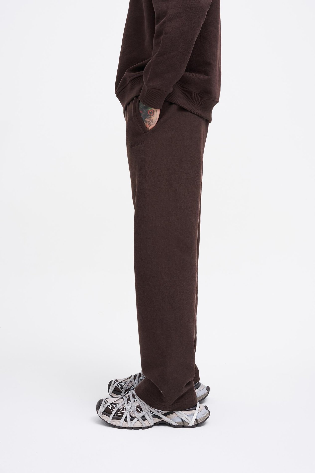 Erkek Basic Diagonal Baggy Eşofman Altı DARK COFFEE