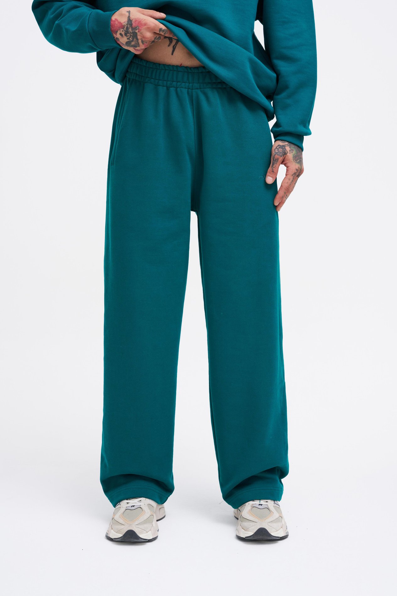 Erkek Basic Diagonal Baggy Petrol Yeşili Eşofman Altı