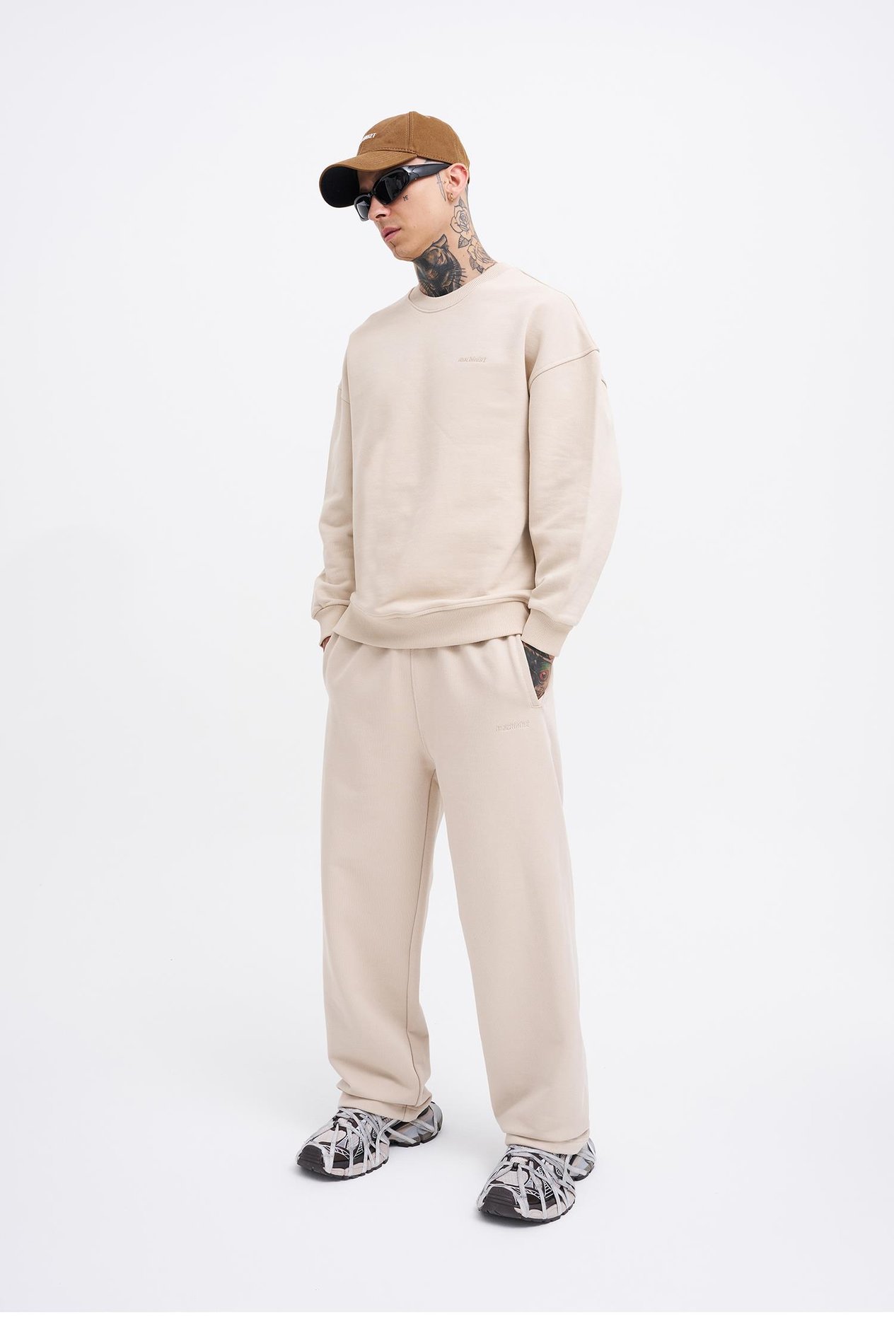 Erkek Basic Diagonal Baggy Eşofman Altı SOFT BEIGE