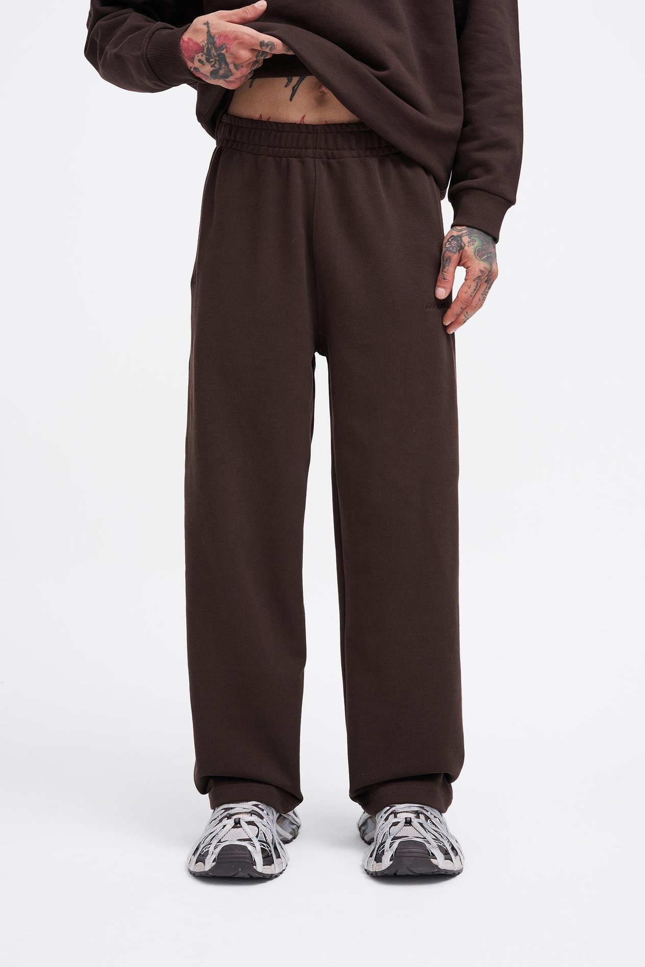 Erkek Basic Diagonal Baggy Eşofman Altı DARK COFFEE