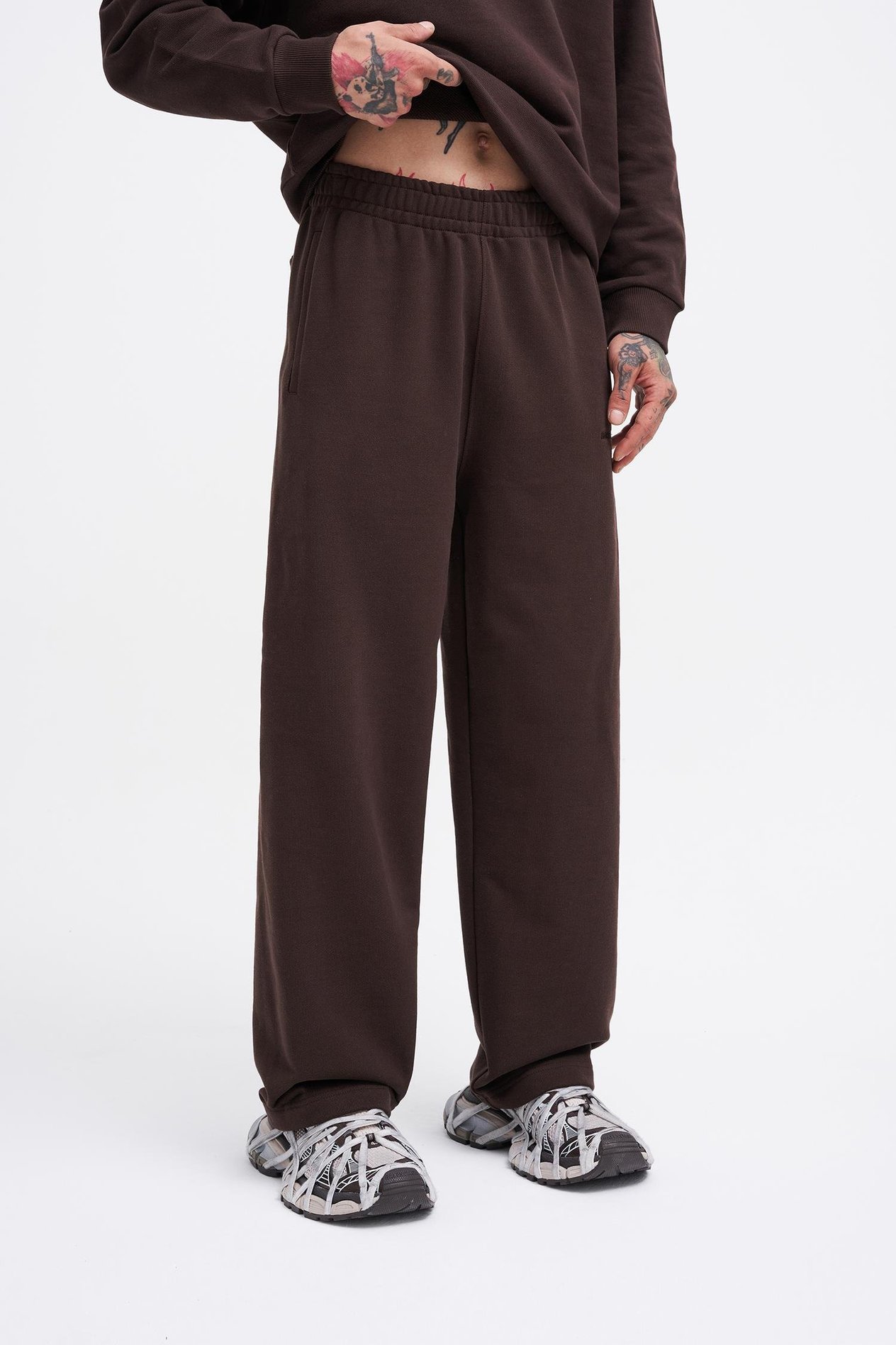 Erkek Basic Diagonal Baggy Eşofman Altı DARK COFFEE