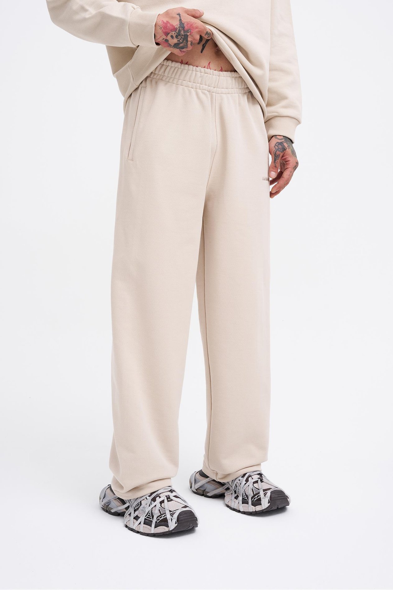 Erkek Basic Diagonal Baggy Eşofman Altı SOFT BEIGE