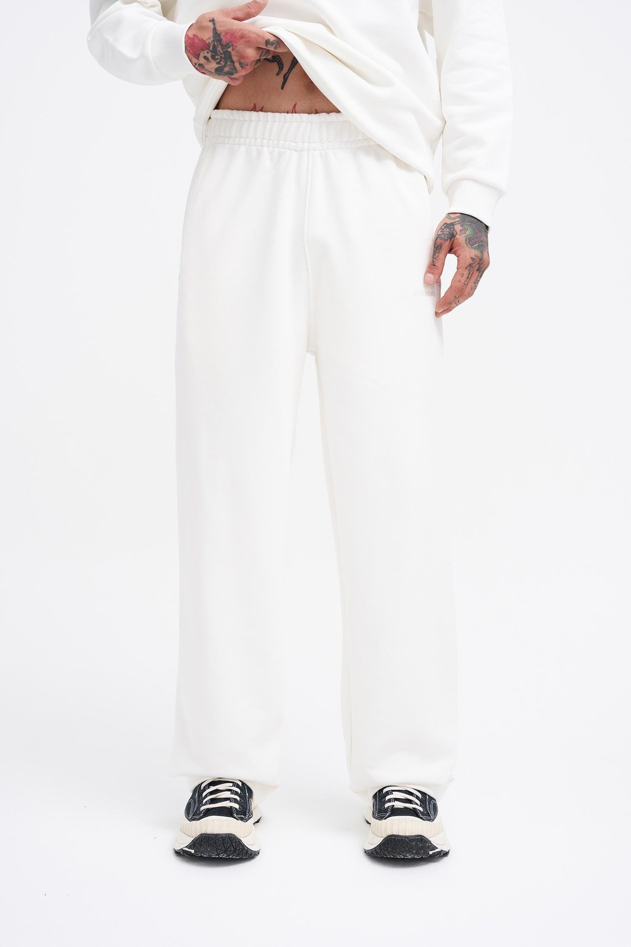 Erkek Basic Diagonal Baggy Ekru Eşofman Altı