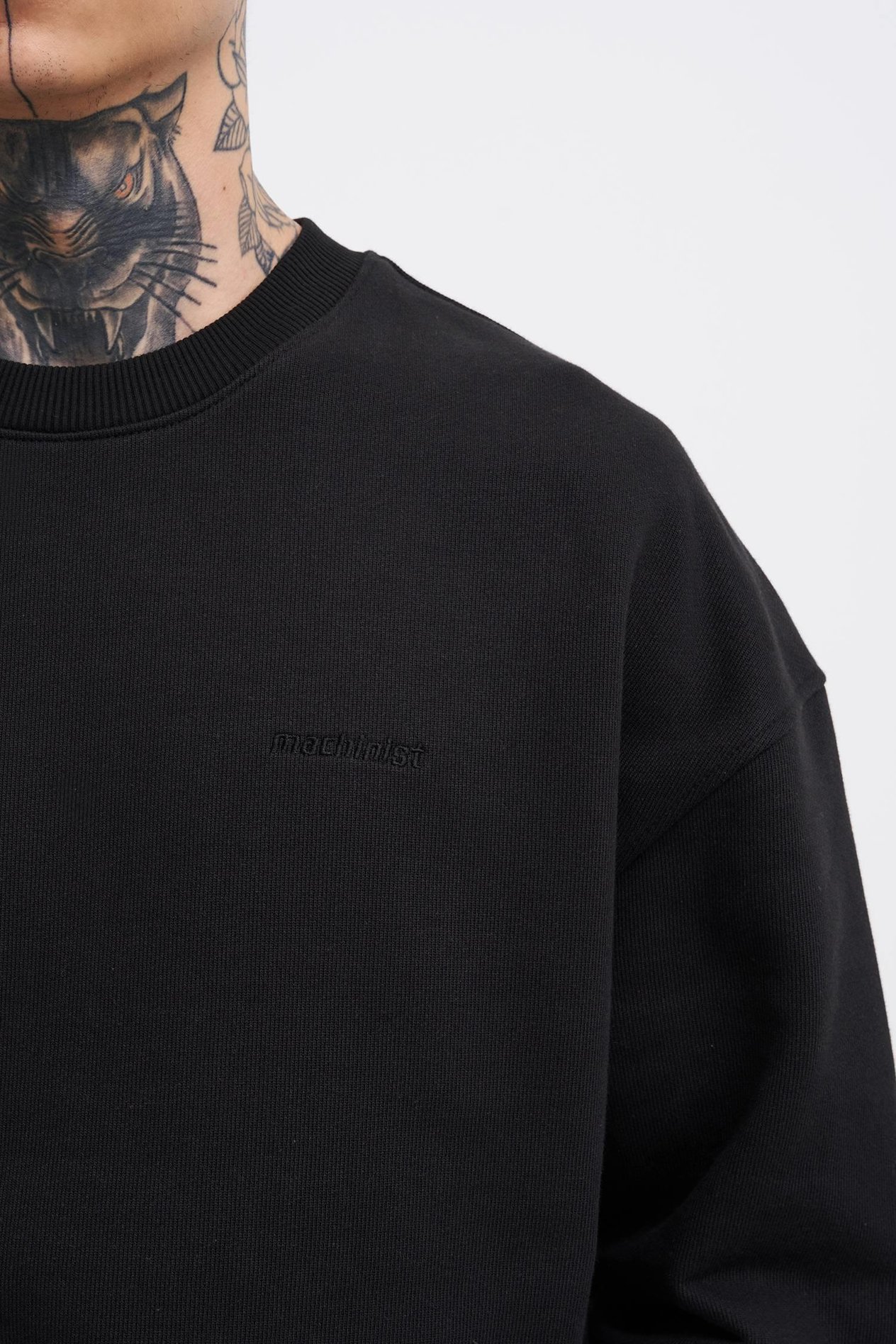 Erkek Basic Diagonal Swearshirt BLACK