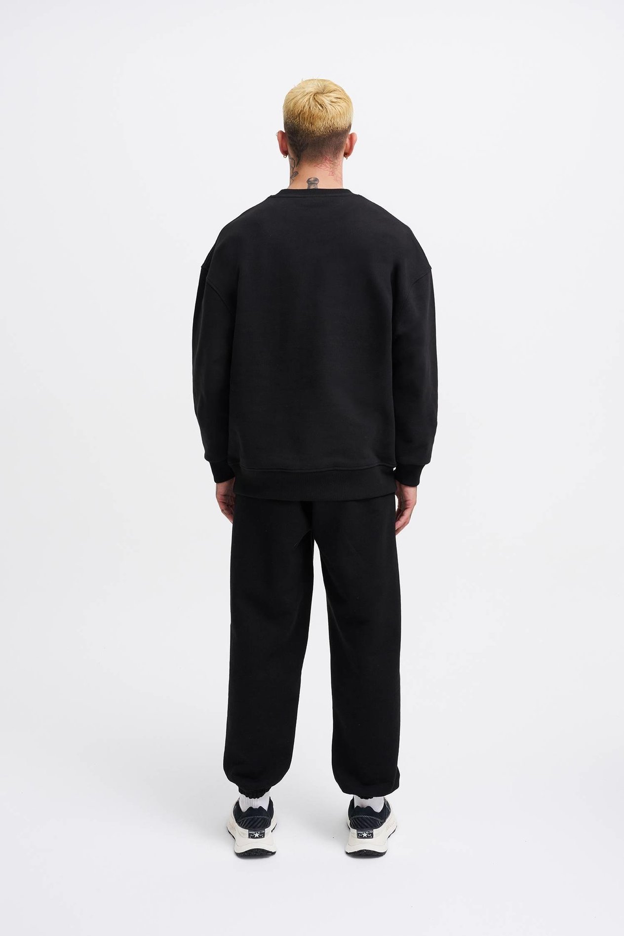 Erkek Basic Diagonal Swearshirt BLACK